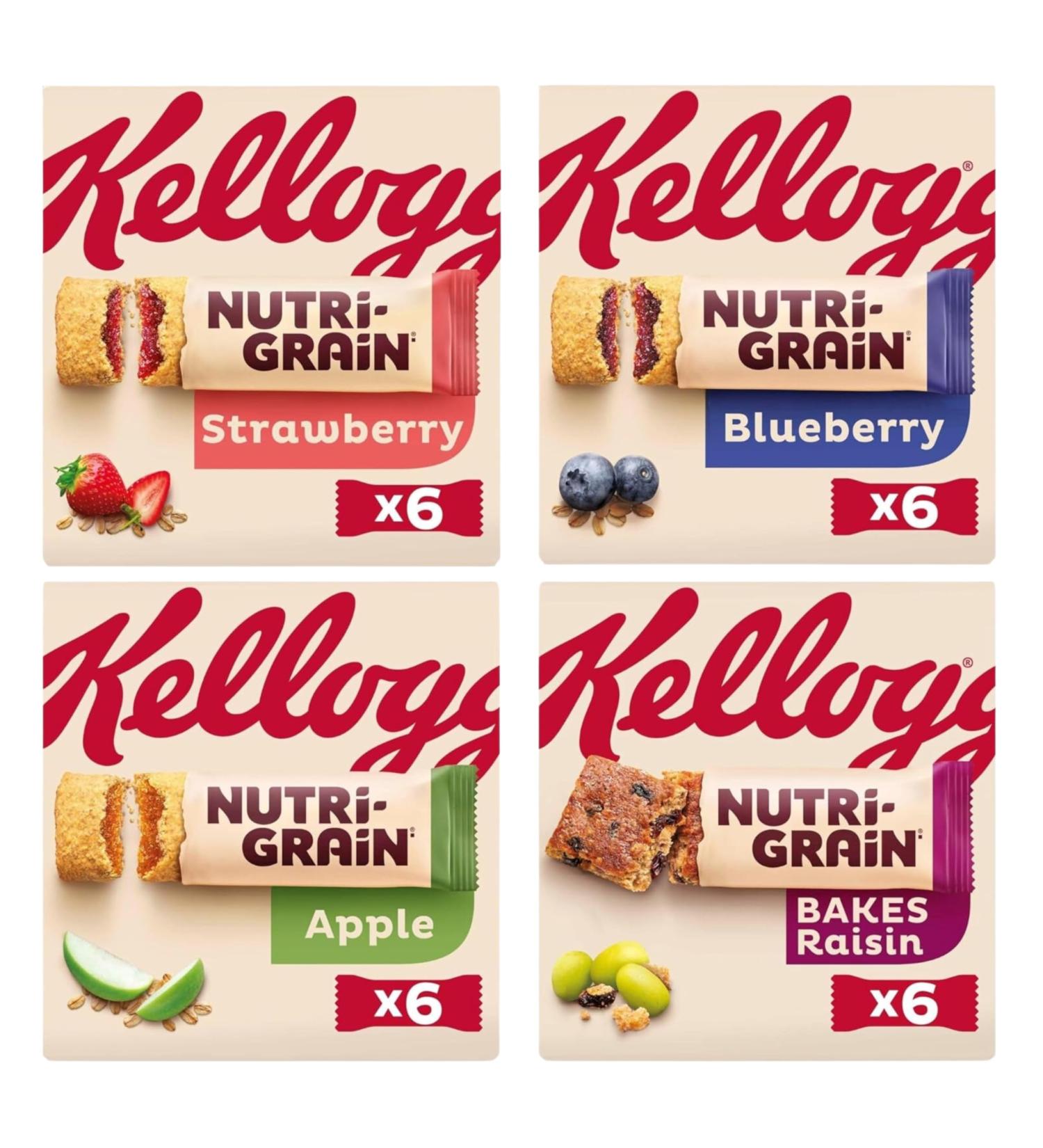 Breakfast Bar Bundle With Nutrigrain Strawberry x 6 Nutrigrain Blueberry x 6 Nutrigrain Apple x 6 & Nutrigrain Raisin Bakes x 6 (4 pack) - Buy Online on GoSupps.com