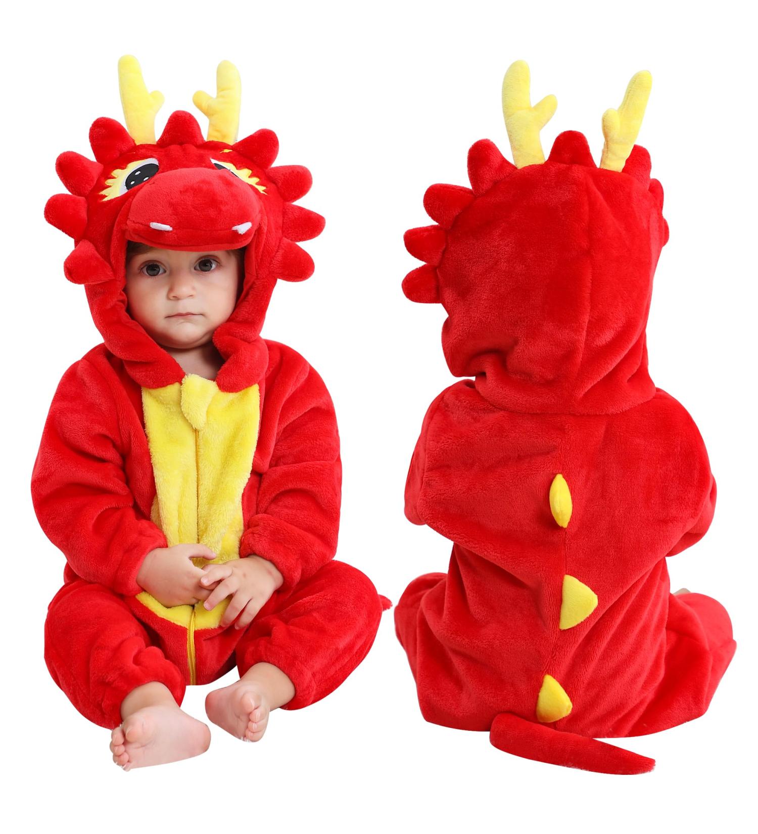 COOKY.D Unisex Winter Hooded Romper Jumpsuit for Babies 2-36 Months - Dragon Design - Buy Online on GoSupps.com