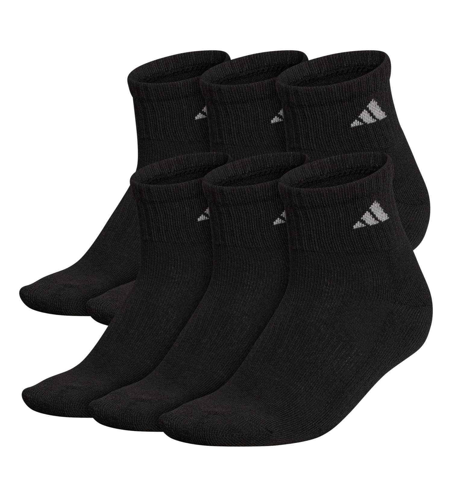 adidas Women's Athletic Cushioned Quarter Socks (6-Pair) - Black/Aluminum - Medium Size - Buy Online on GoSupps.com
