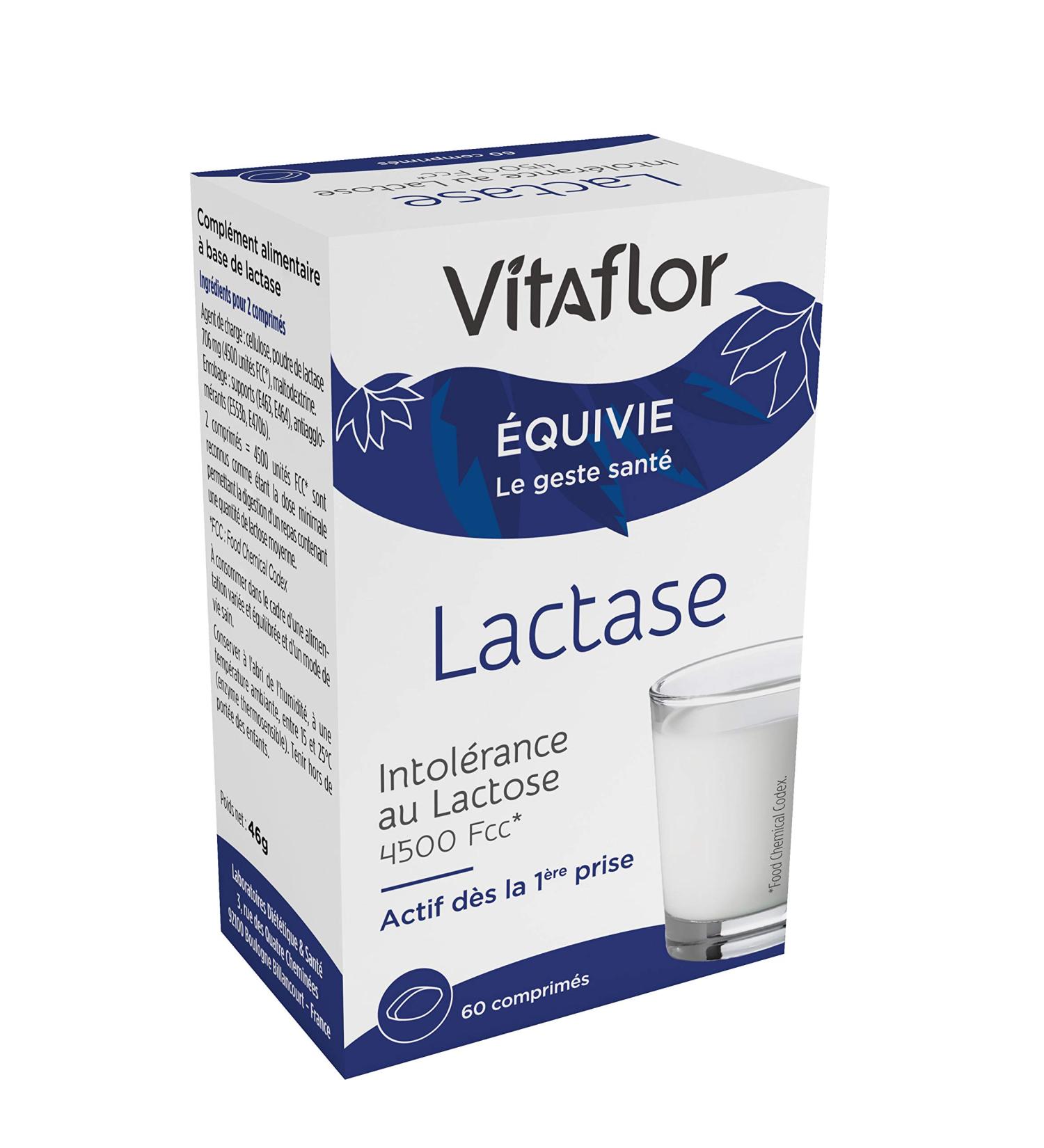 Lactose 60 Tablets | Lactose Intolerance and Difficulty Digestion | Turns Lactose into Glucose and Galactose that are More Easily Digestible | VITAFLOR