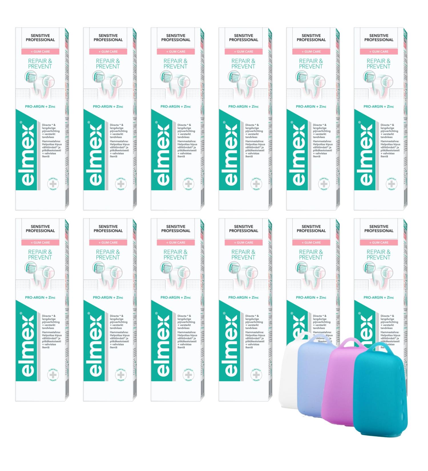Elmex SENSITIVE PROFESSIONAL REPAIR & PREVENT Toothpaste & Celexqua Toothbrush Cap Set - 12 x 75 ml | International Shipping - Buy Online on GoSupps.com