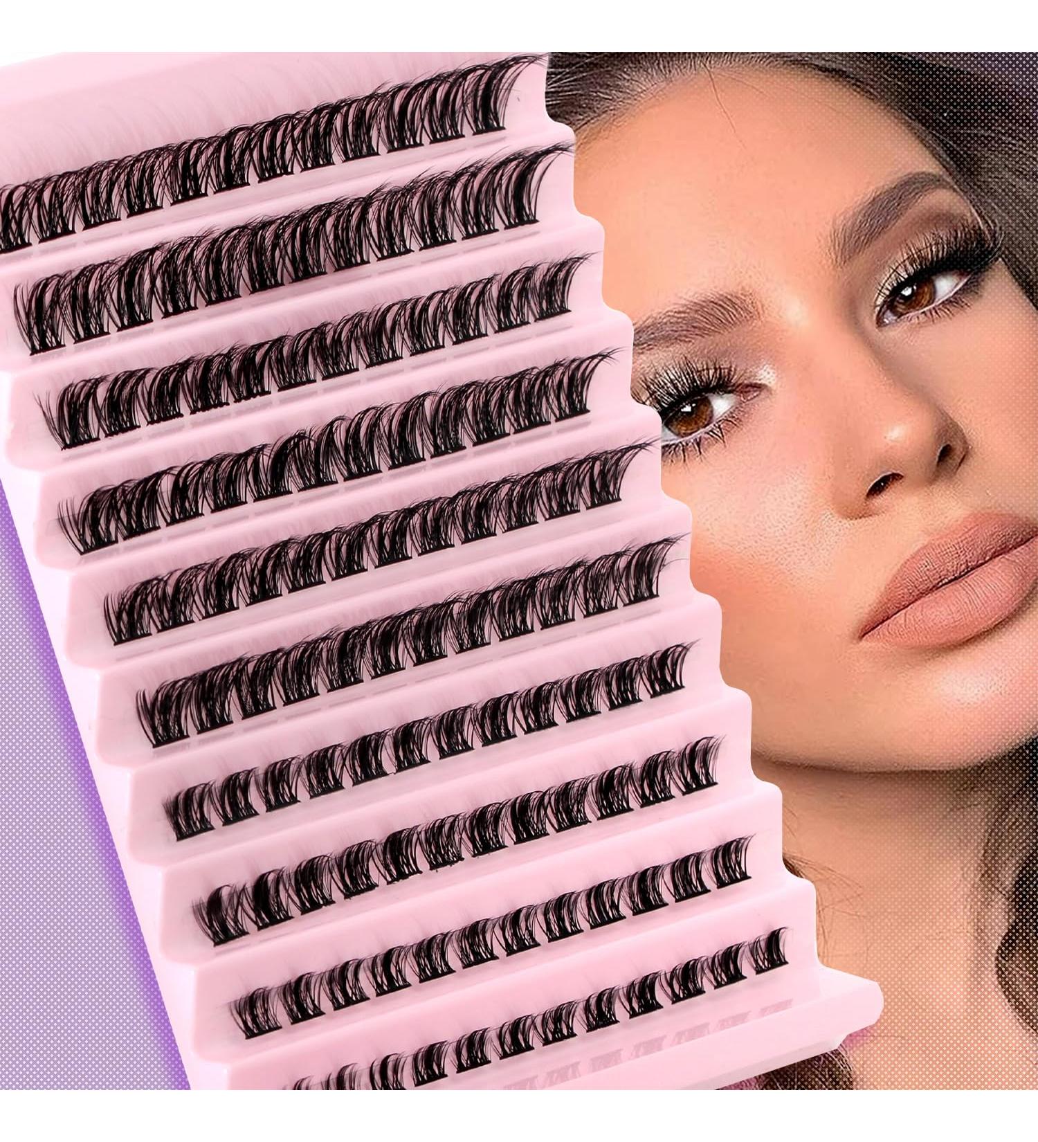 Riya Lash Clusters 120Pcs DIY Eyelash Extensions Natural Look Wispy Fluffy Lashes D Curl 8-16MM Individual Reusable DIY at Home - RY-02 - Buy Online on GoSupps.com