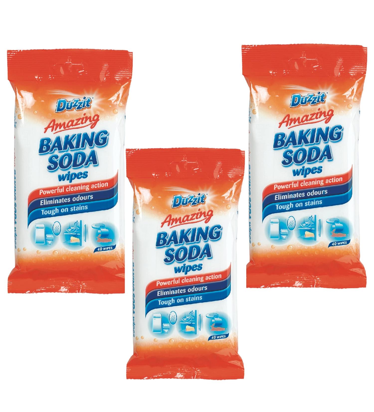 Amazing Baking Soda Multi Purpose Household Cleaner Wipes - Duzzit Amazing Baking Soda Wipes (3 x 40 Wipes) - Cleaning Essential - Buy Online on GoSupps.com
