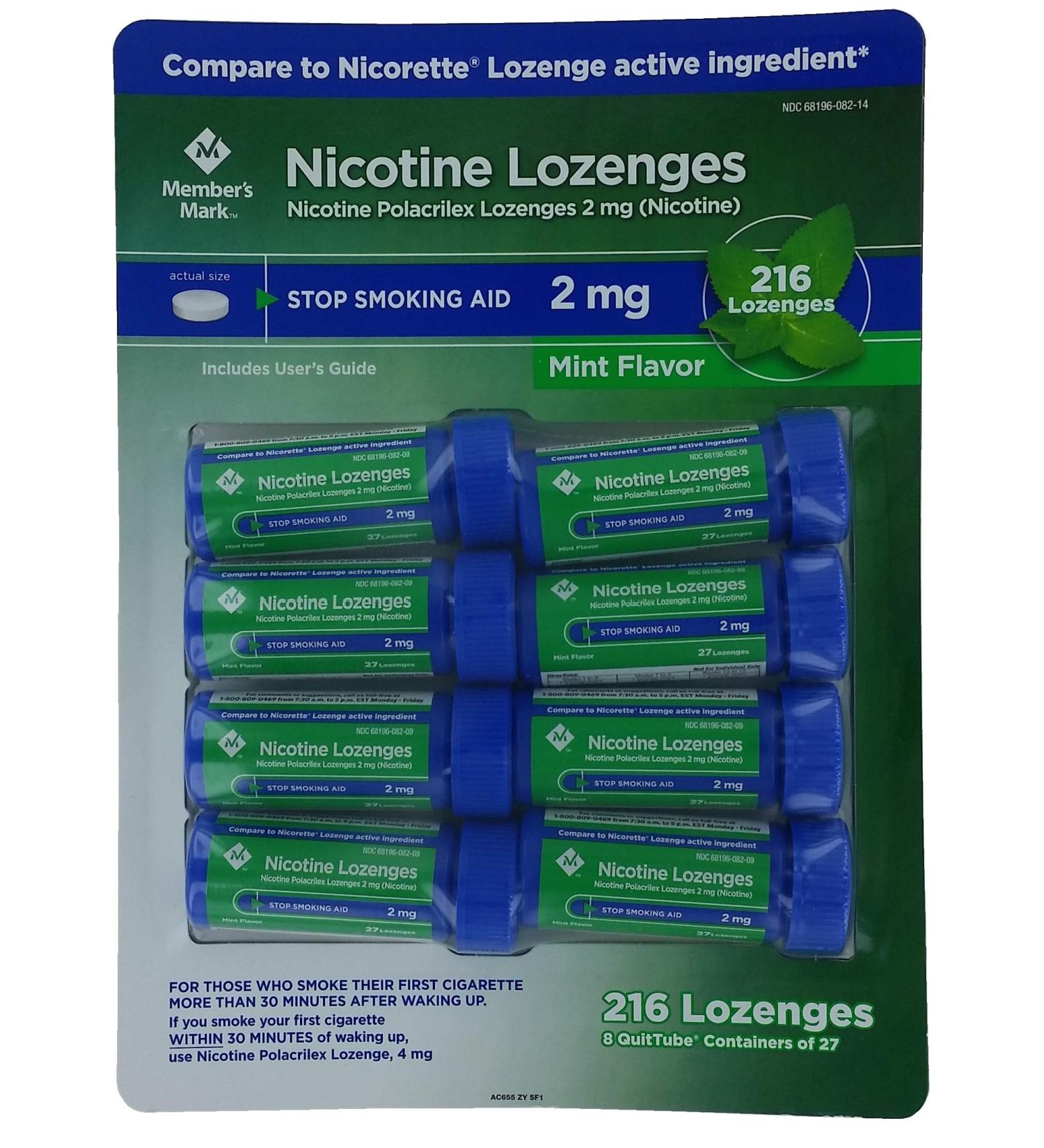 Members Mark 2mg Nicotine Lozenges Mint - 216 Count - Buy Online on GoSupps.com
