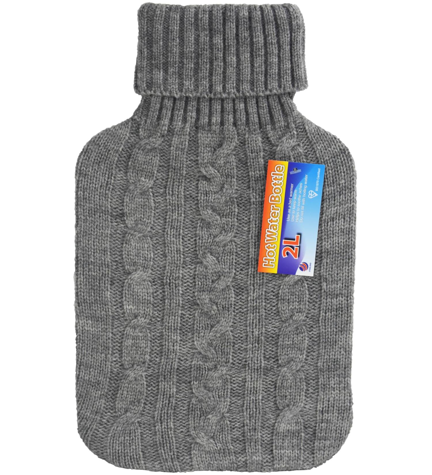 Hot Water Bottle Cover Only 2L Premium Cover (Knitted Grey) - Buy Online on GoSupps.com