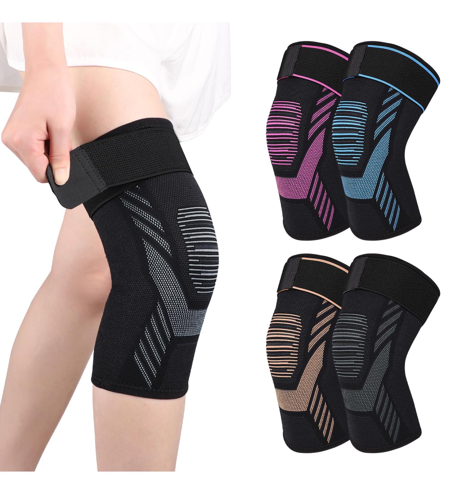 Knee Compression Sleeve with Strap - Sports Knee Support Brace for Men & Women - X-Large Gray for ACL Arthritis & Meniscus Tear Relief - Buy Online on GoSupps.com