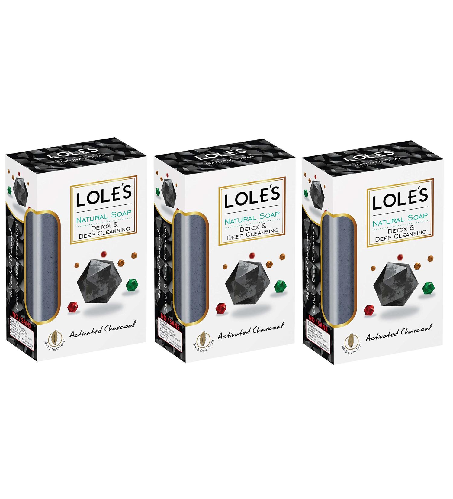 LOLE S Luxury Activated Charcoal Soap - Detox & Deep Cleansing Beauty Bar | SLS-Free Vitamin E | 100% Natural 3 Pack (5.2 oz each) | International Shipping - Buy Online on GoSupps.com