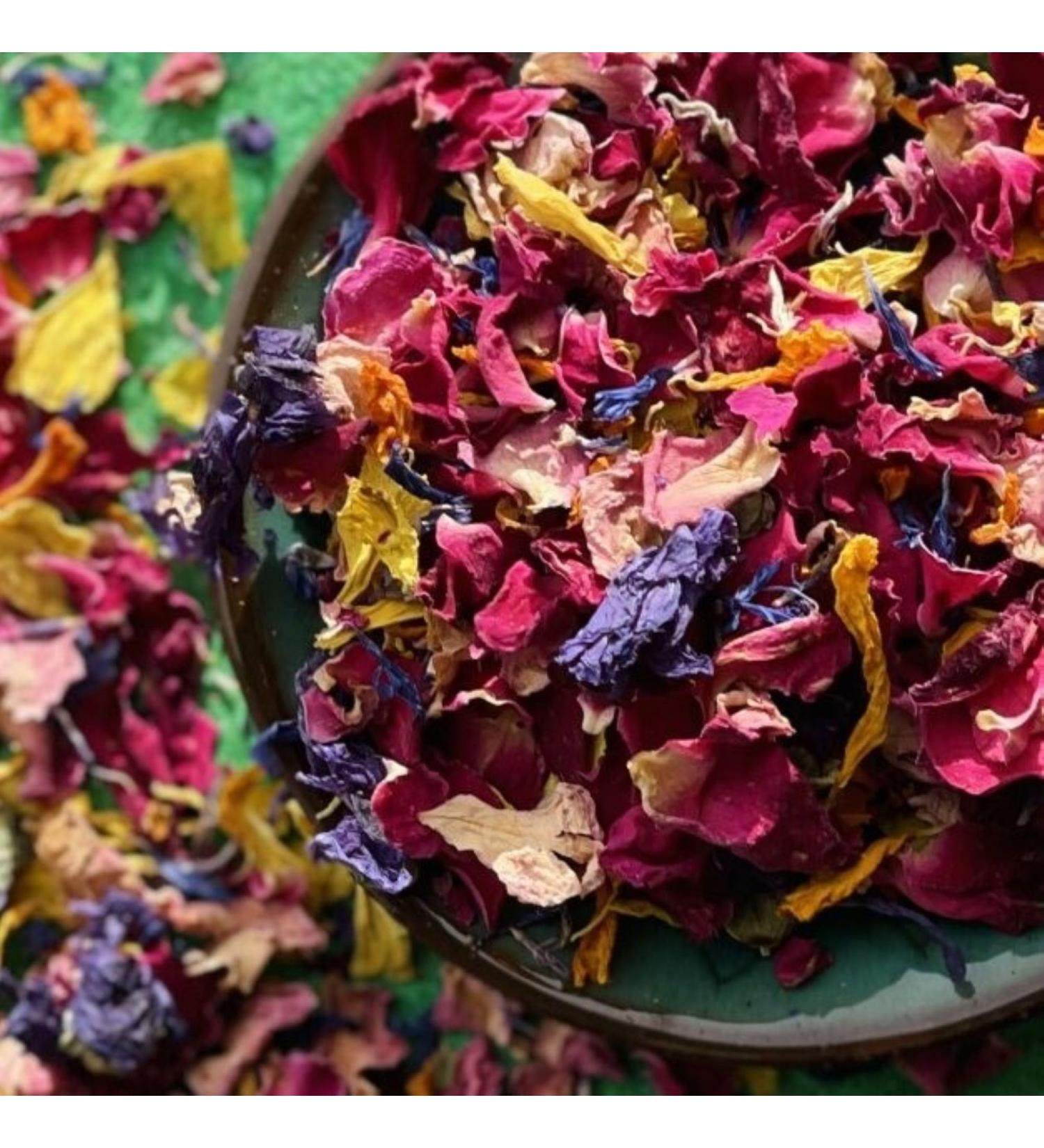 Edible 'Over The Rainbow' - 50g- Yellow & Orange Marigold Red and Pink Rose Purple Mallow Blue Cornflower Dried Flower Petal Mix - Food Grade - Culinary - Cake - Bake - Decoration (336) - Buy Online on GoSupps.com