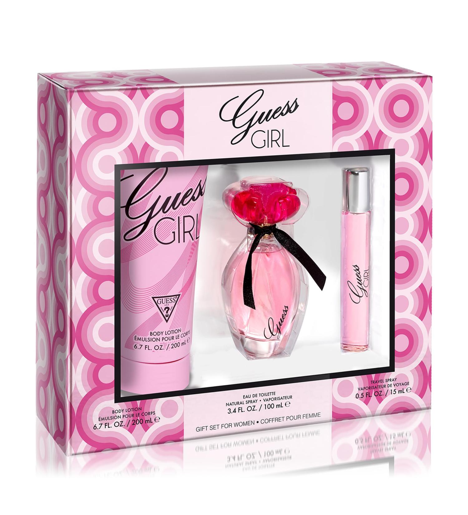 GUESS Girl Eau de Toilette 3 Piece Gift Set - Perfume Spray 3.4 Fl. Oz. Travel Spray 0.5 Fl. Oz. & Body Lotion 6.7 Fl. Oz. 3.53 Fl Oz (Pack of 3) 3 Piece Gift Set - Buy Online on GoSupps.com