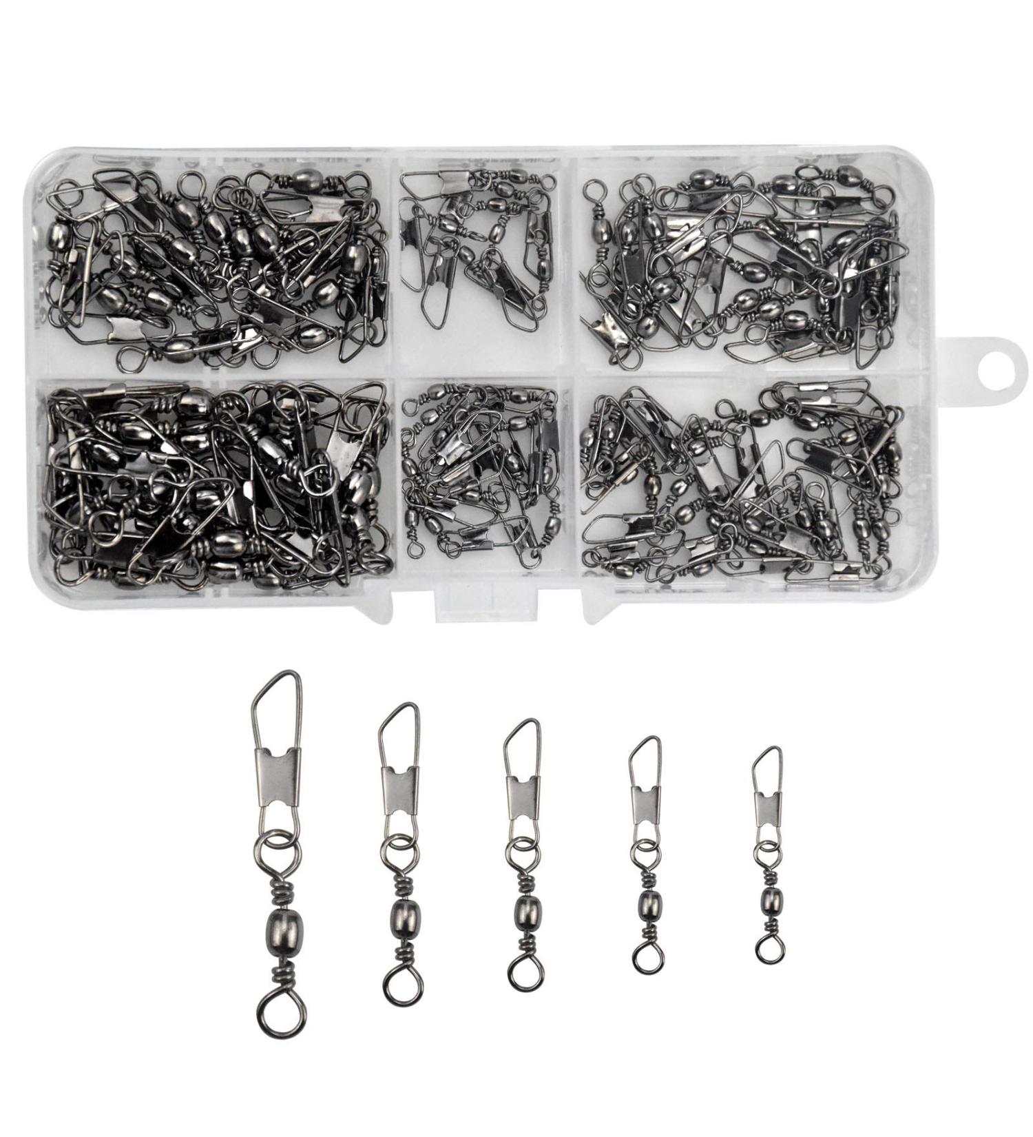 Avodova 100 Pack Fishing Barrel Vertebrae with Ball Bearing - Stainless Steel Swivel Snap for Lure & Bait Accessories (6# 8# 12# 14#) - Buy Online on GoSupps.com