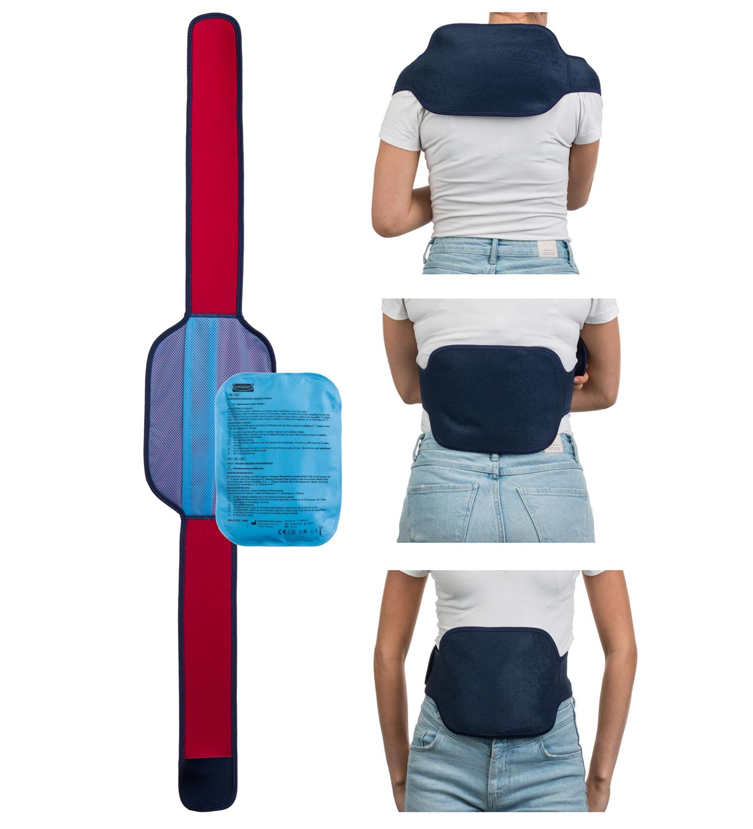 Brandseller Adjustable Warm-Cool Compress Set - Reusable Gel Pad for Back & Abdomen - Velcro Band - 23x17 cm - Blue/Red - Buy Online on GoSupps.com