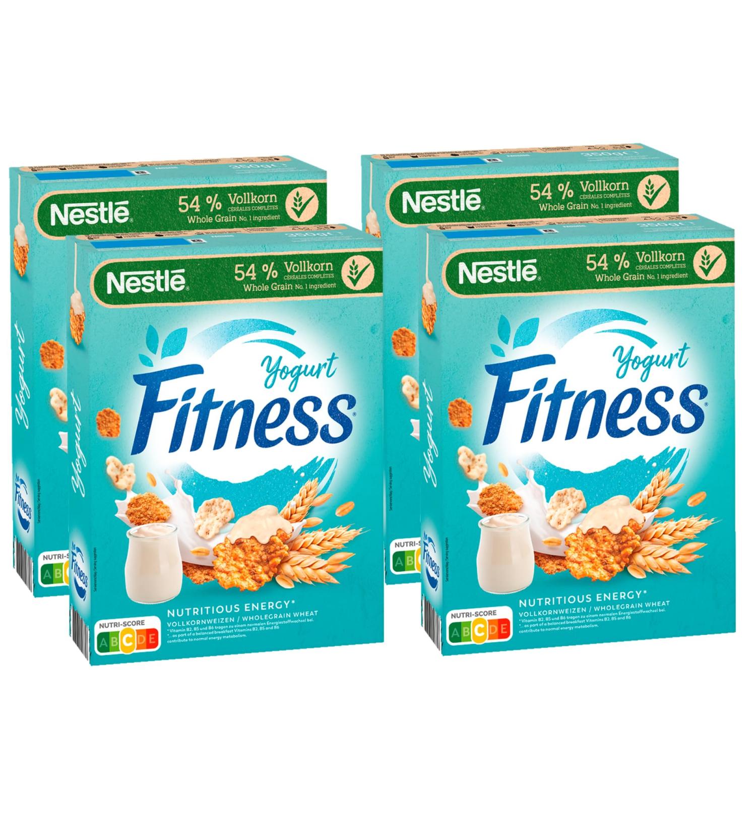 Nestl Lot de 4 yaourts de fitness c r ales pour petit-d jeuner avec grains entiers et partiellement saveur de yaourt (4 x 350 g) - Buy Online on GoSupps.com