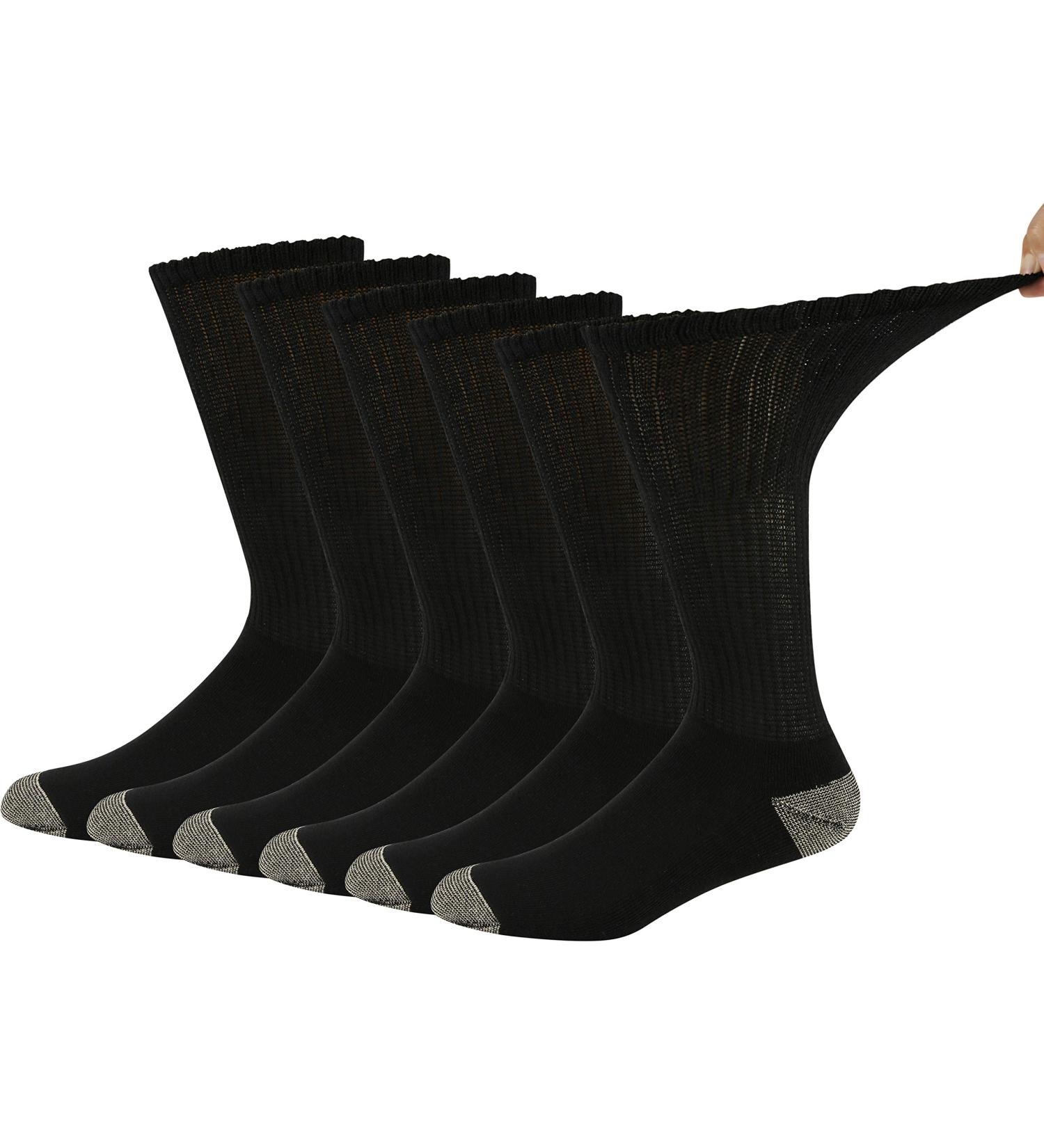 +MD 6 Pack Extra Wide Non-Binding Diabetic Crew Socks with Copper Fiber - Size 10-13/8-12 Men's Shoe Size - Buy Online on GoSupps.com