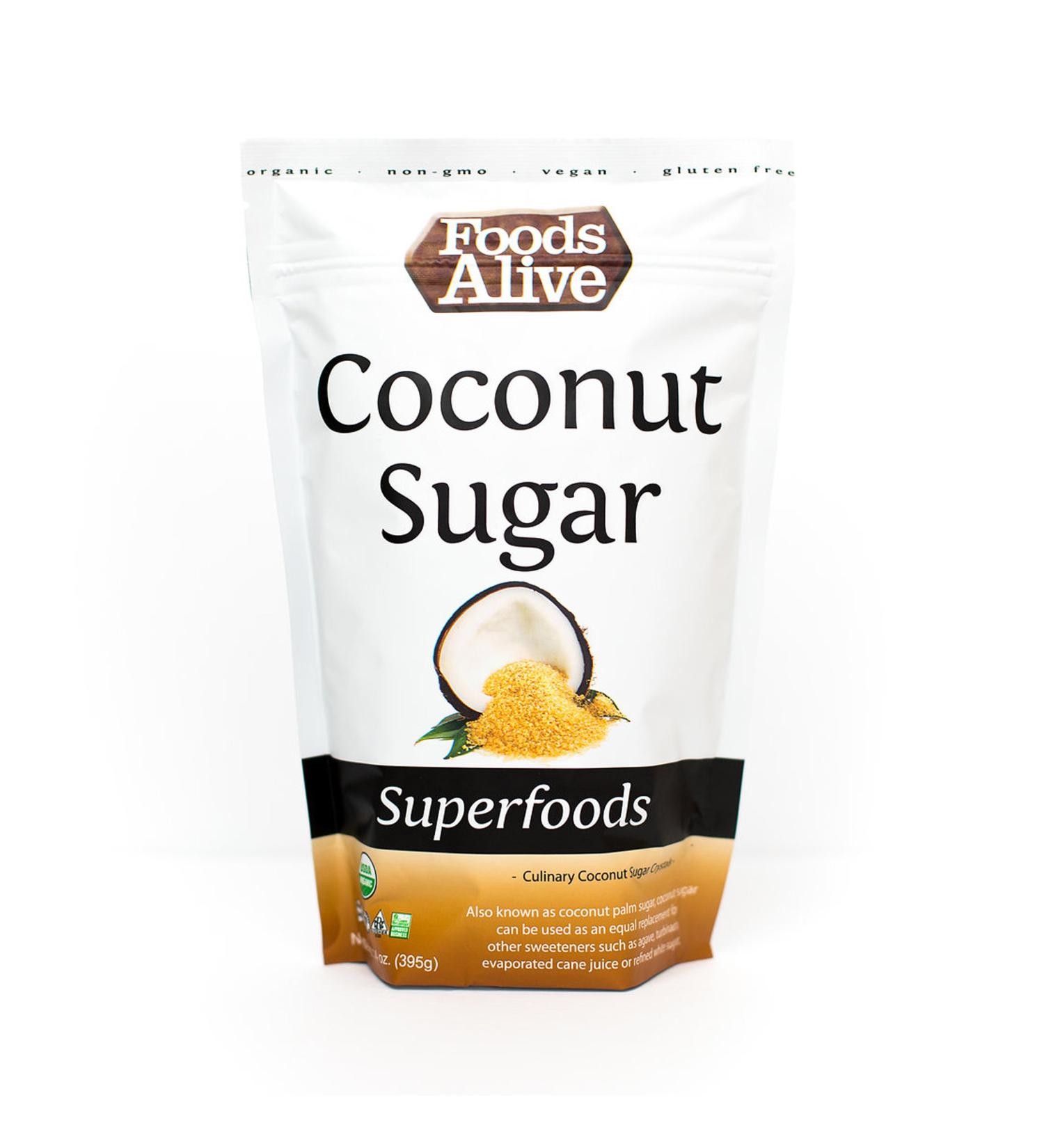 Foods Alive Organic Coconut Sugar (14oz) - Sustainable, Low Glycemic, Gluten Free Sweetener (2-Pack) - Buy Online on GoSupps.com
