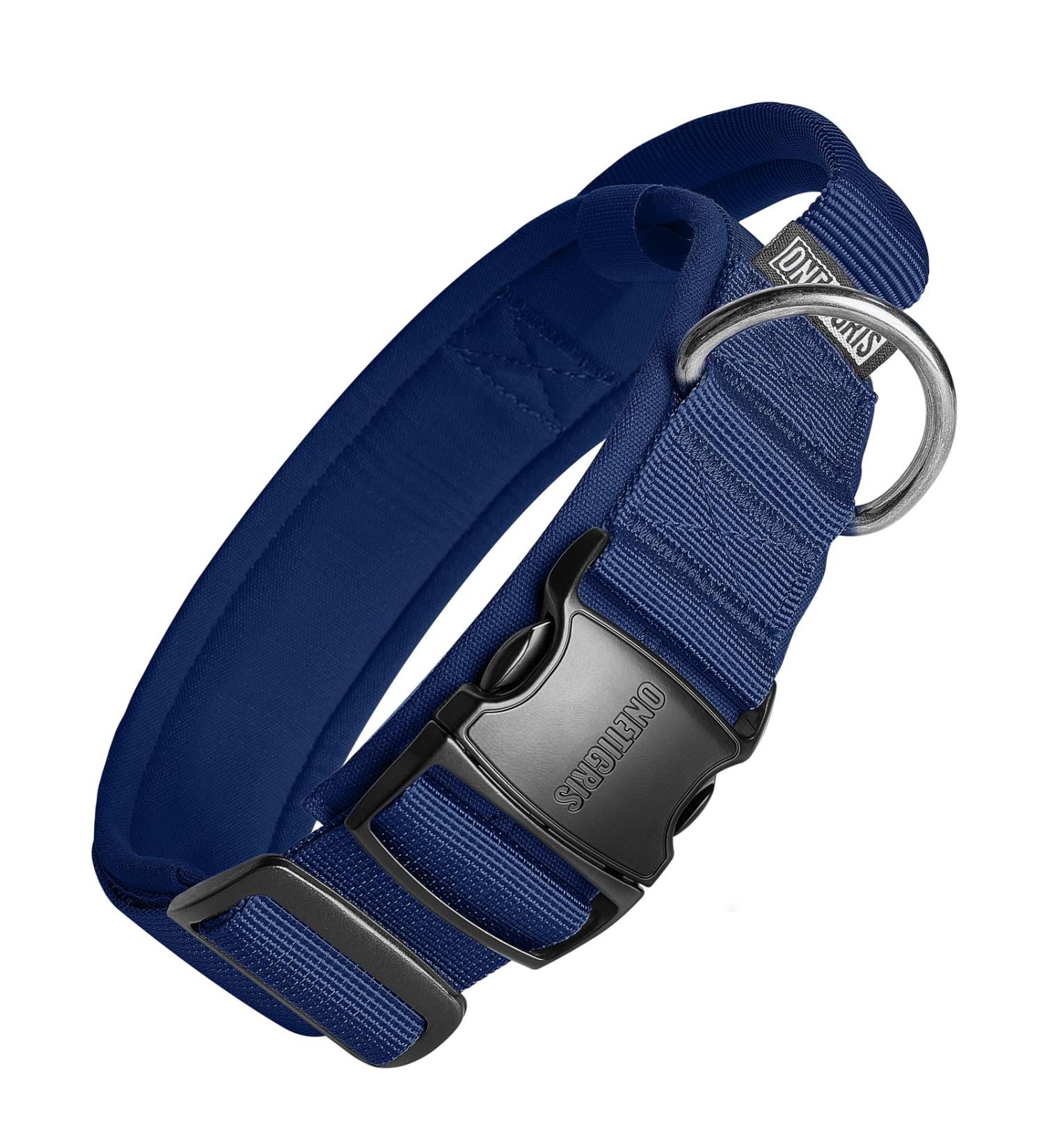OneTigris Blue Dog Collar with Metal Buckle | Durable Adjustable MM Size for All Breeds | International Shipping Available - Buy Online on GoSupps.com