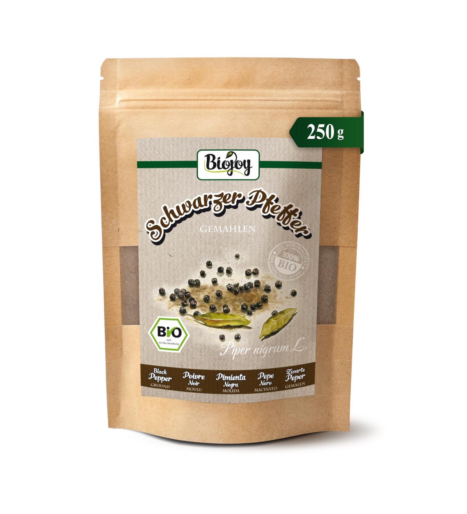 Biojoy Poivre noir BIO (250 g) moulu sans additifs (Piper nigrum L.) - Buy Online on GoSupps.com