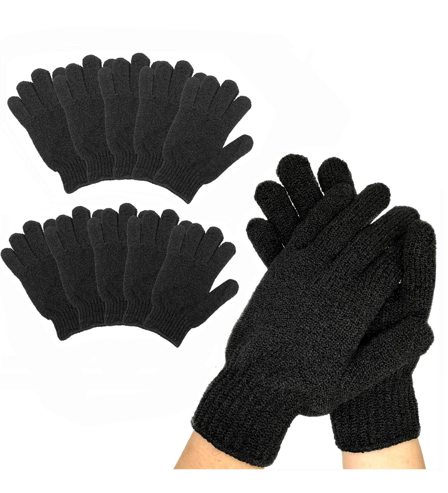 10 Pairs Premium Black Exfoliating Gloves for Shower & Bath - Double Sided Scrub Wash Mitt for Spa Dead Skin Removal - Unisex Luxury Exfoliation Accessories - Buy Online on GoSupps.com