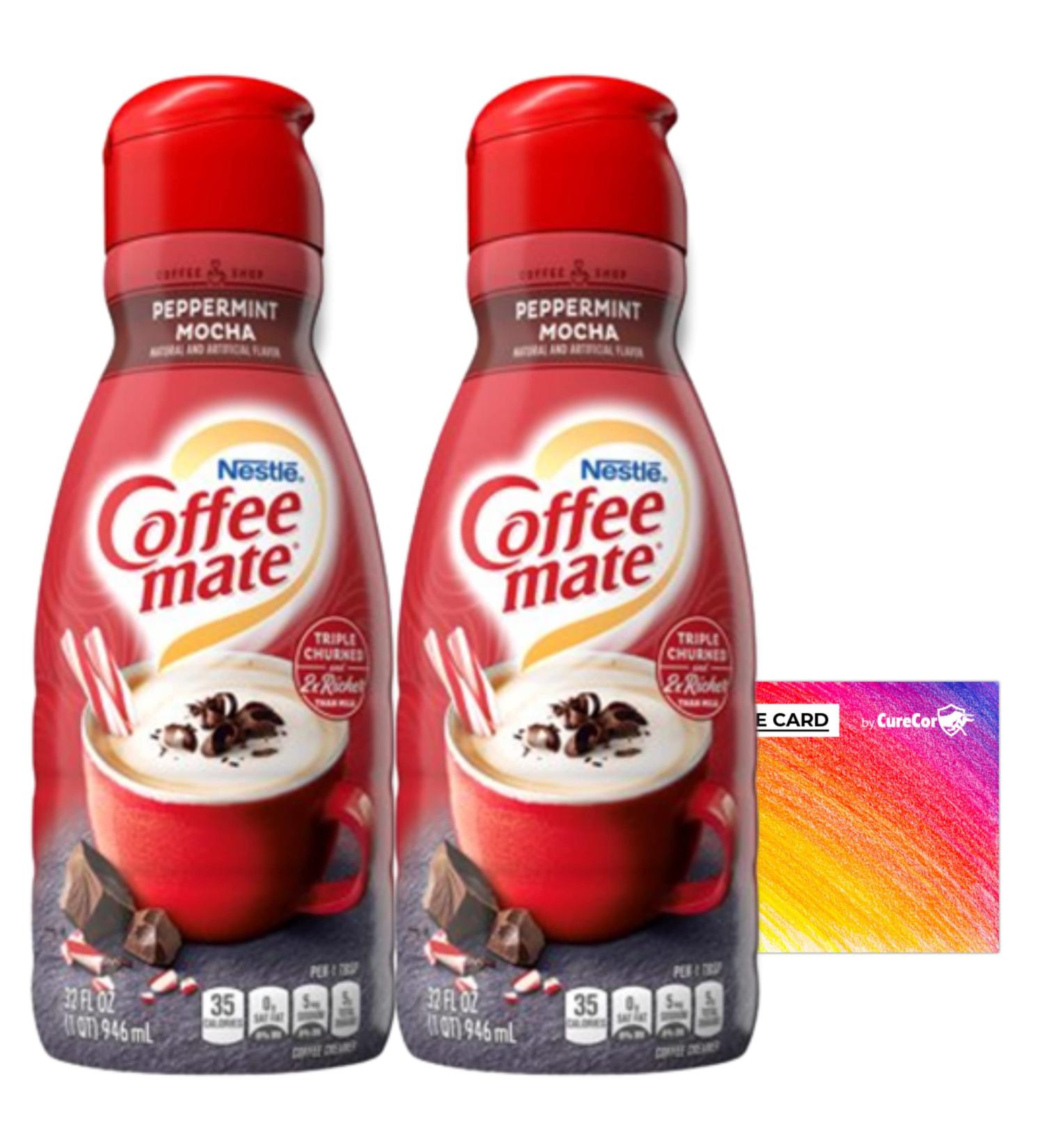 Coffee Creamer Bundle: 2 x 32 fl oz Coffee Mate Peppermint Mocha Creamer + CureCor Recipe Card - Buy Online on GoSupps.com