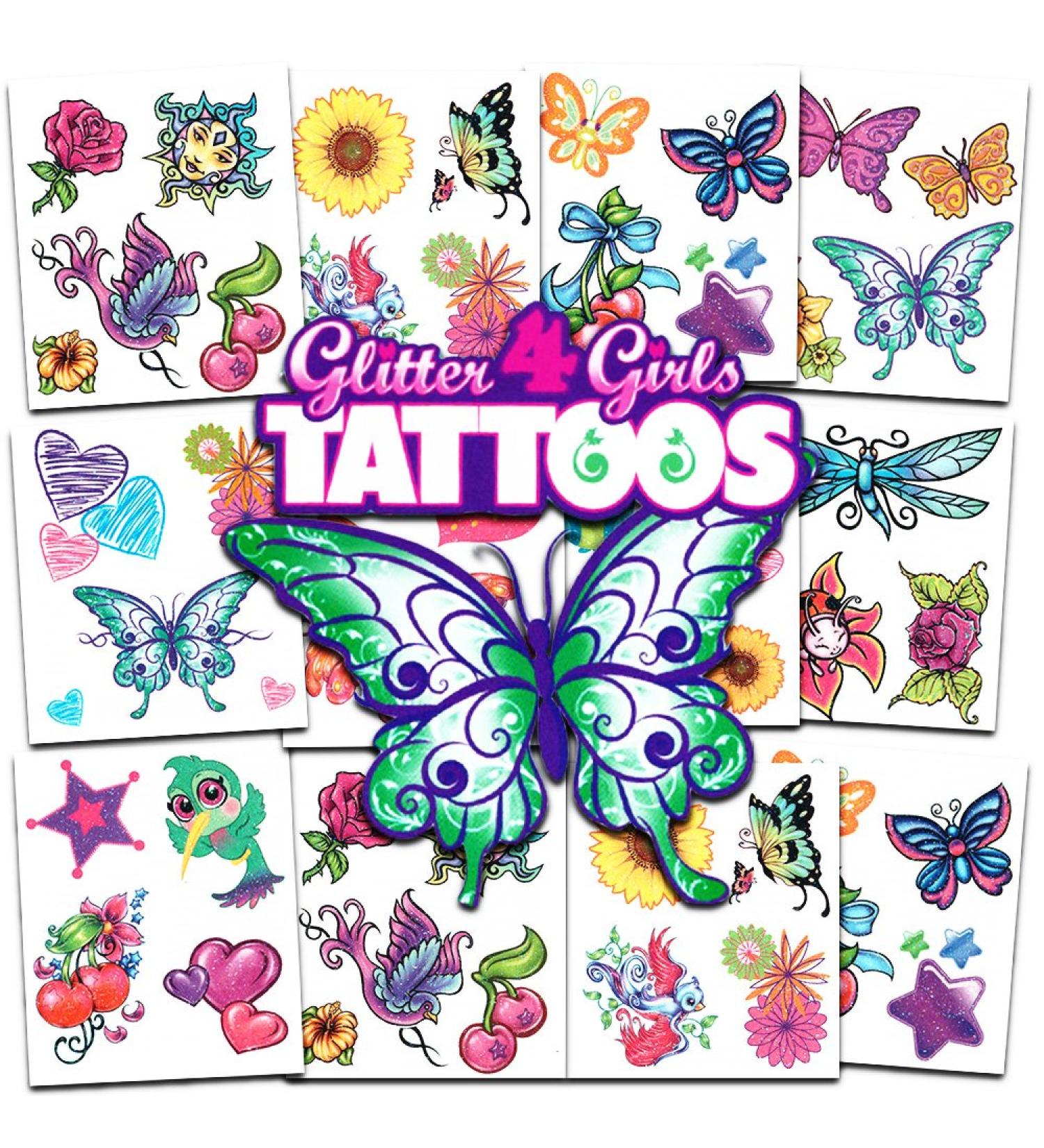 Crenstone Glitter Tattoos - 50 Dazzling Designs of Hearts, Butterflies, Flowers & More - Buy Online on GoSupps.com
