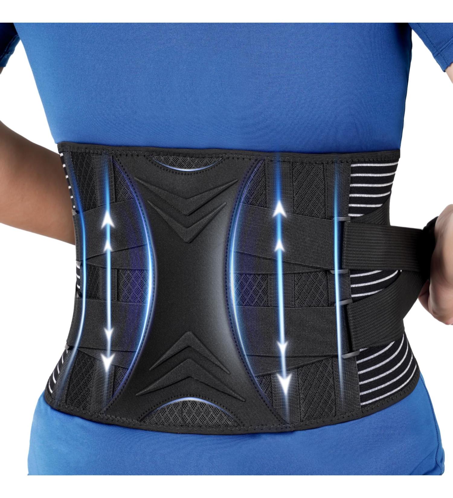 KKM Back Brace for Lower Back Pain Relief - Herniated Disc Sciatica Scoliosis Support Belt Breathable Design Removable Lumbar Pad XL Black for Men & Women - Buy Online on GoSupps.com