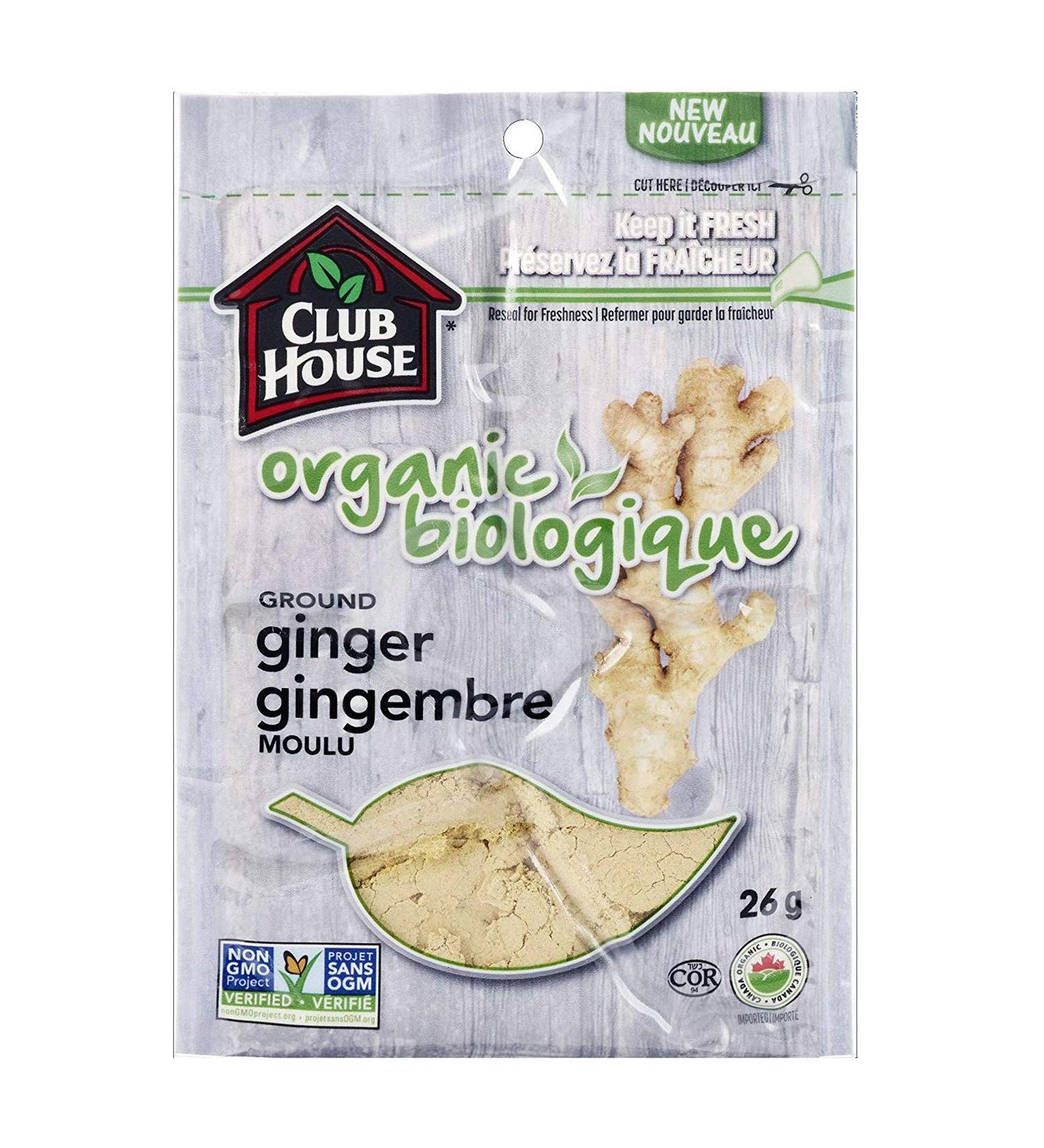 Club House Quality Natural Herbs & Spices Organic Ground Ginger 26g - Buy Online on GoSupps.com