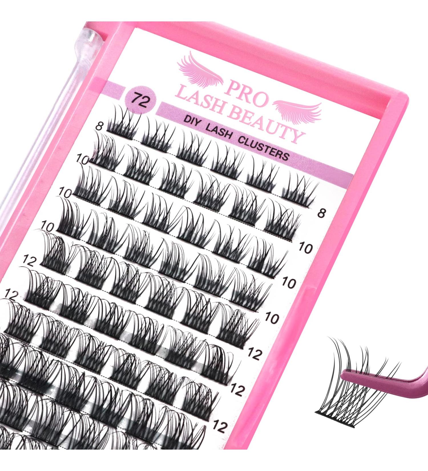 Cluster Lashes 72 Pcs Individual Lashes Mixed Tray 8-16mm | DIY Eyelash Extensions for Natural Look | Super Thin Band, Reusable & Comfortable - Buy Online on GoSupps.com