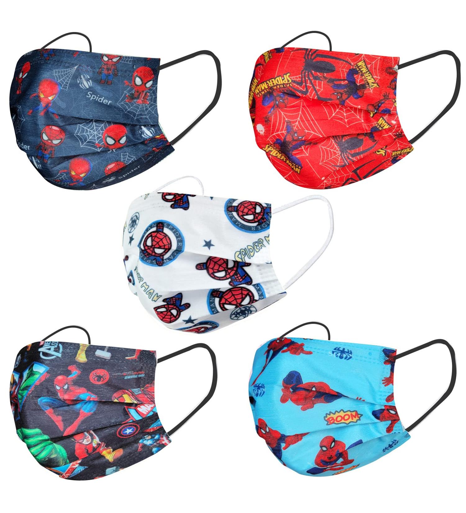 50PCS Kids Face Masks | Earloop Protective Breathable Children's Face Mask | Fun Zzx Spider Design - Buy Online on GoSupps.com