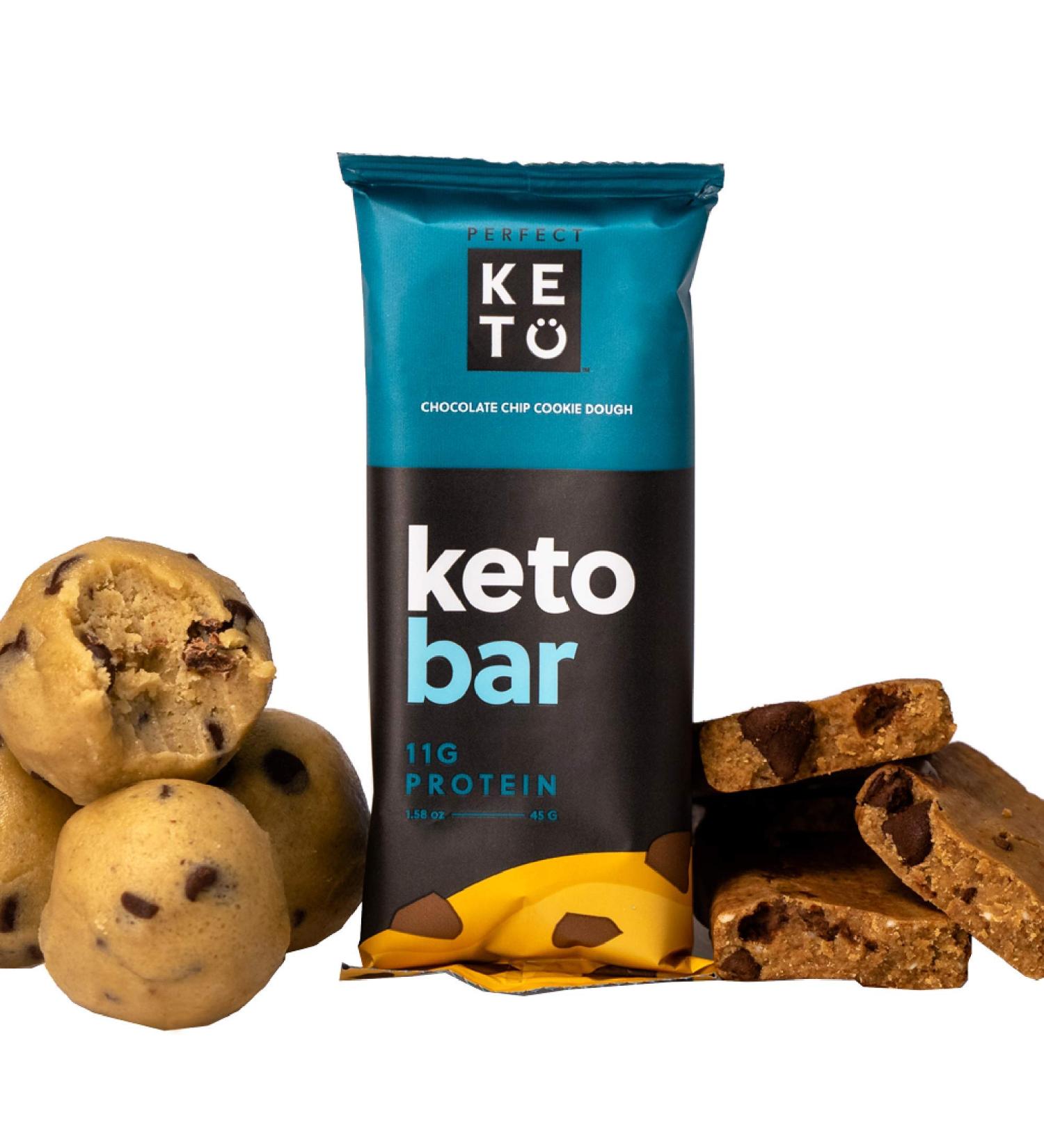 Perfect Keto Bars - Collagen & MCT Keto Snacks, No Added Sugar - Keto Friendly Dessert (Chocolate Chip) - 12 Bars - Buy Online on GoSupps.com