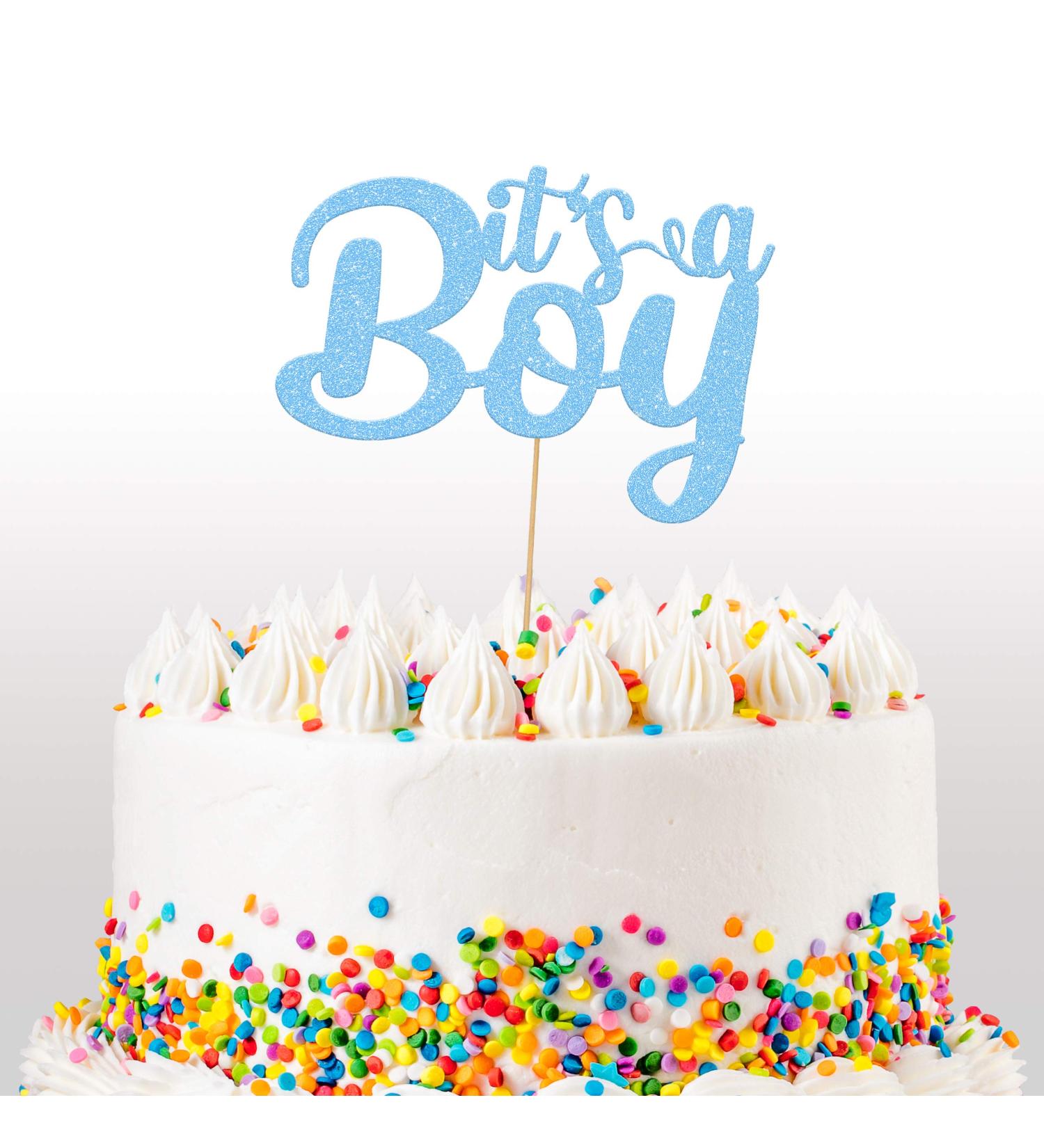 Cakeshop It's a Boy Glitter Cake Topper Baby Cake Topper Decoration Baby Boy - Double Sided 400gsm Glitter Card Choice 14 of Colours and Loads of Styles (Baby Blue) - Buy Online on GoSupps.com