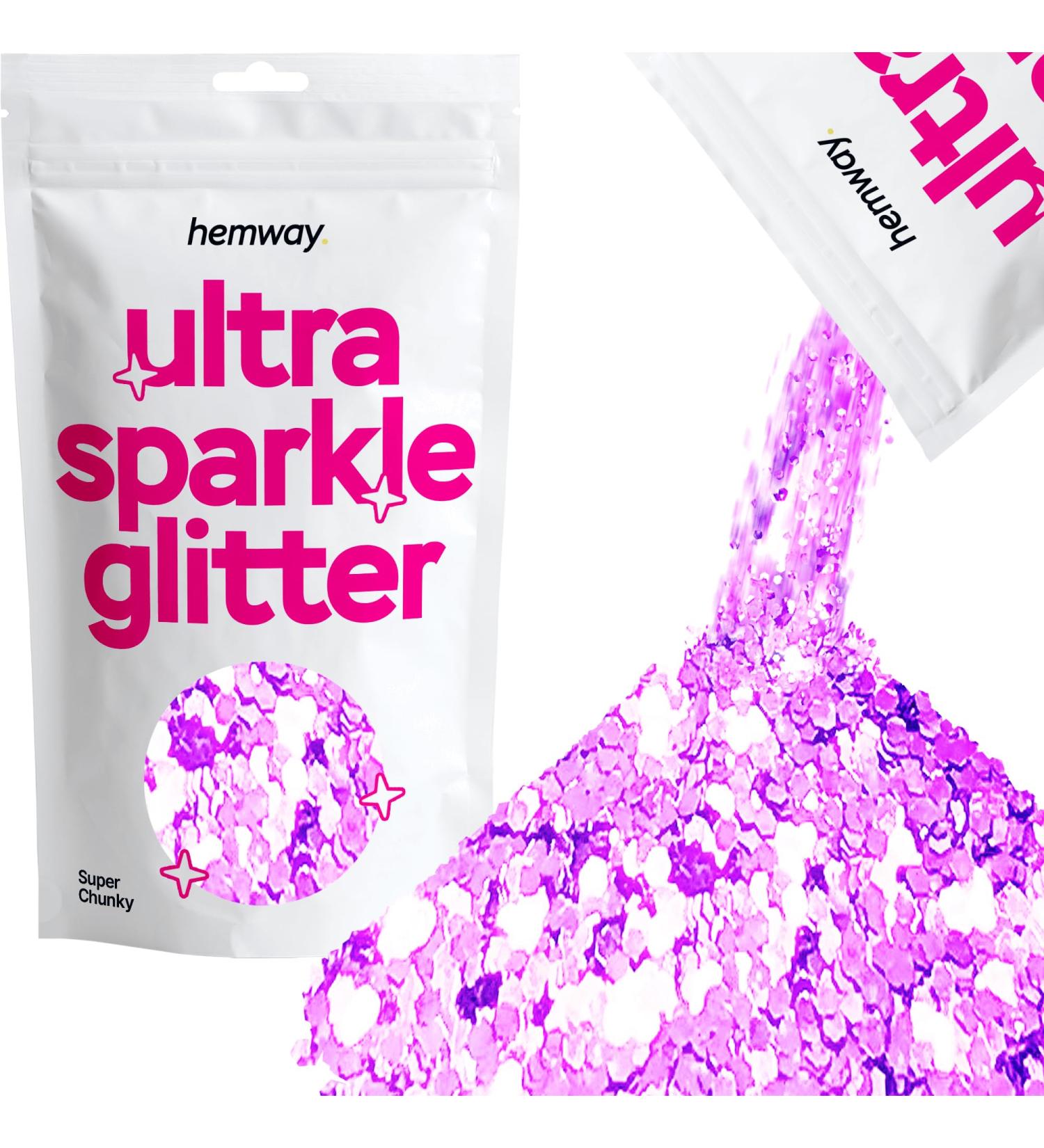 Hemway Premium Ultra Sparkle Glitter - Lavender Purple Super Chunky (100g) for Arts Cosmetics Resin & Festivals | Multi-Purpose Metallic Flake - Buy Online on GoSupps.com