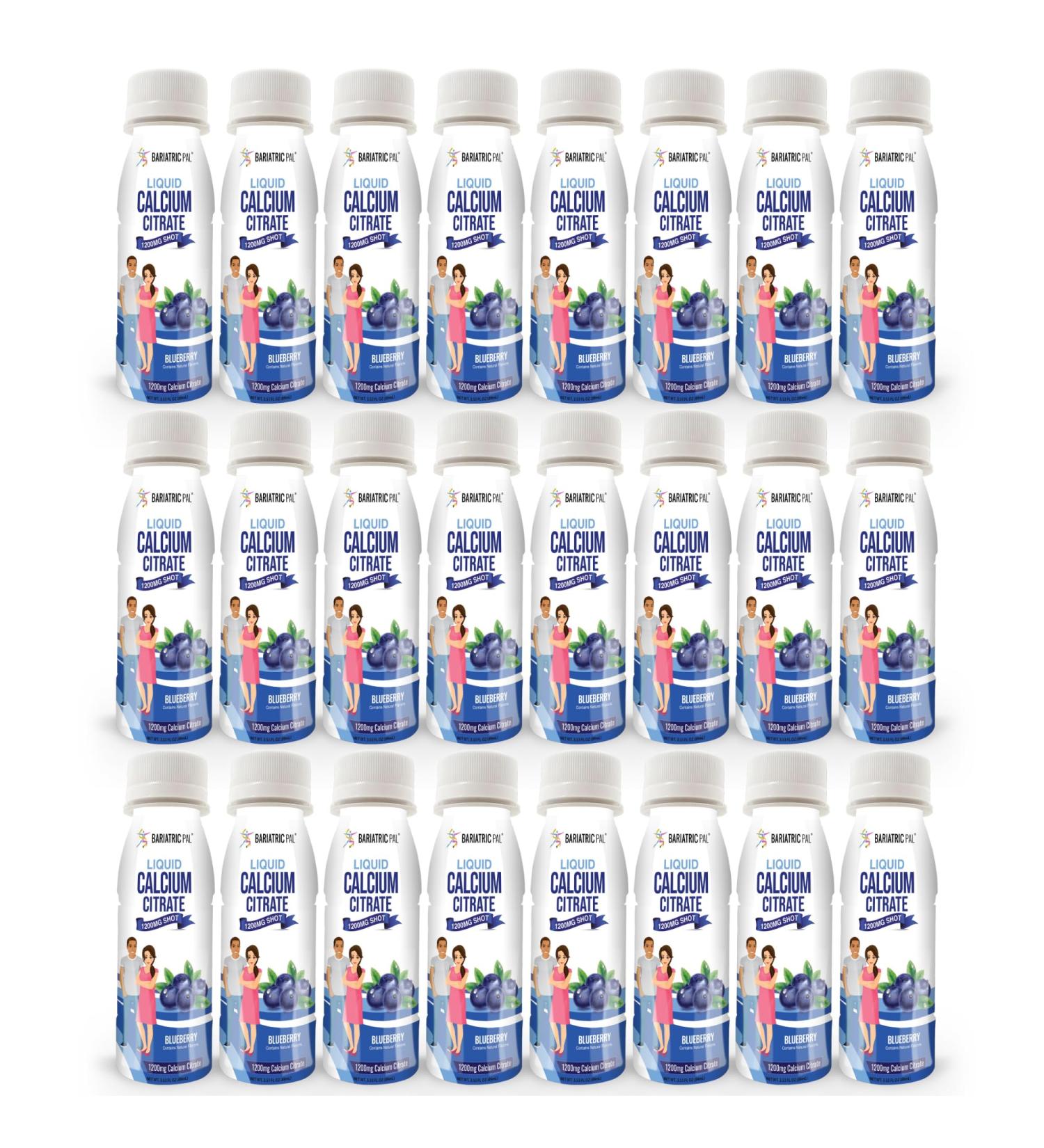 BariatricPal 1200mg Calcium Citrate Sugar-Free Liquid Shots - Blueberry (24-Pack)