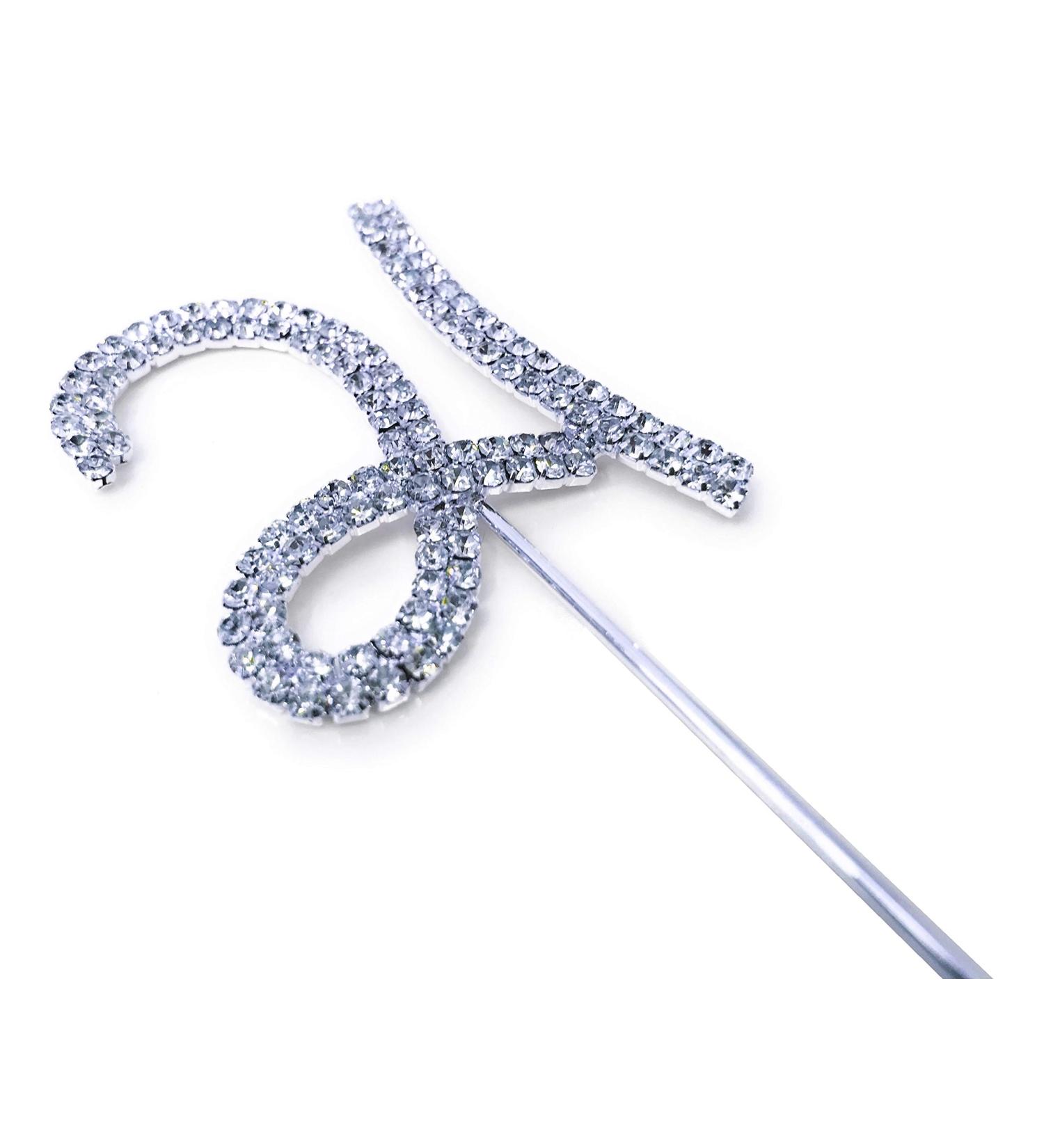 INERRA Silver Diamante Pick Birthday Cake Topper Spike Rhinestone Gem Decoration (21st) - Buy Online on GoSupps.com