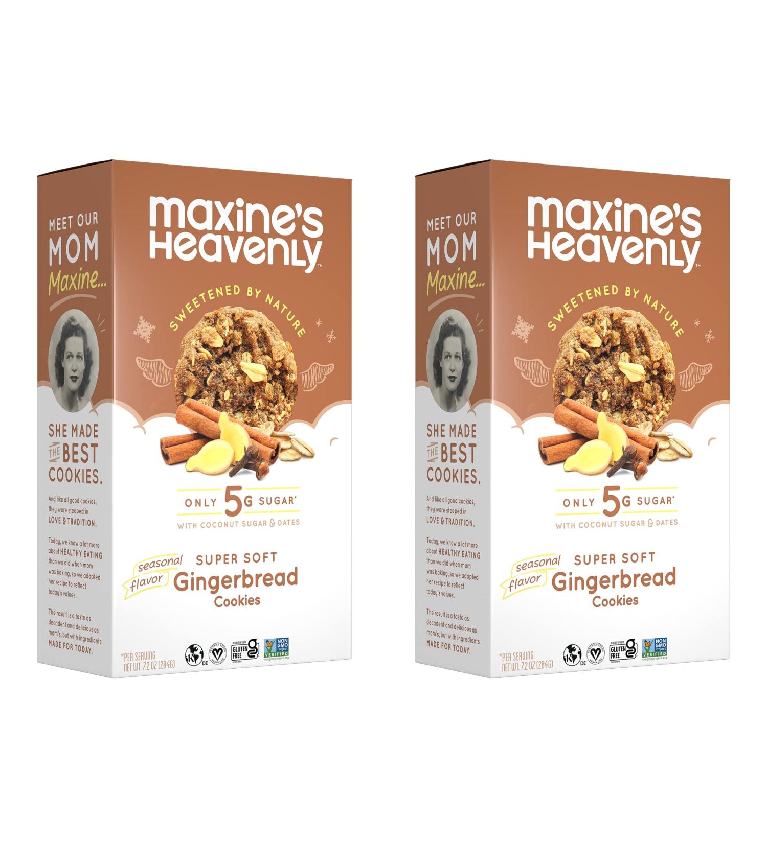 Maxine's Heavenly Gingerbread Cookies - Vegan & Gluten Free | Sweetened with Coconut Sugar & Dates | Low Sugar & Dairy Free | 7.2 oz (2 pack) - Buy Online on GoSupps.com