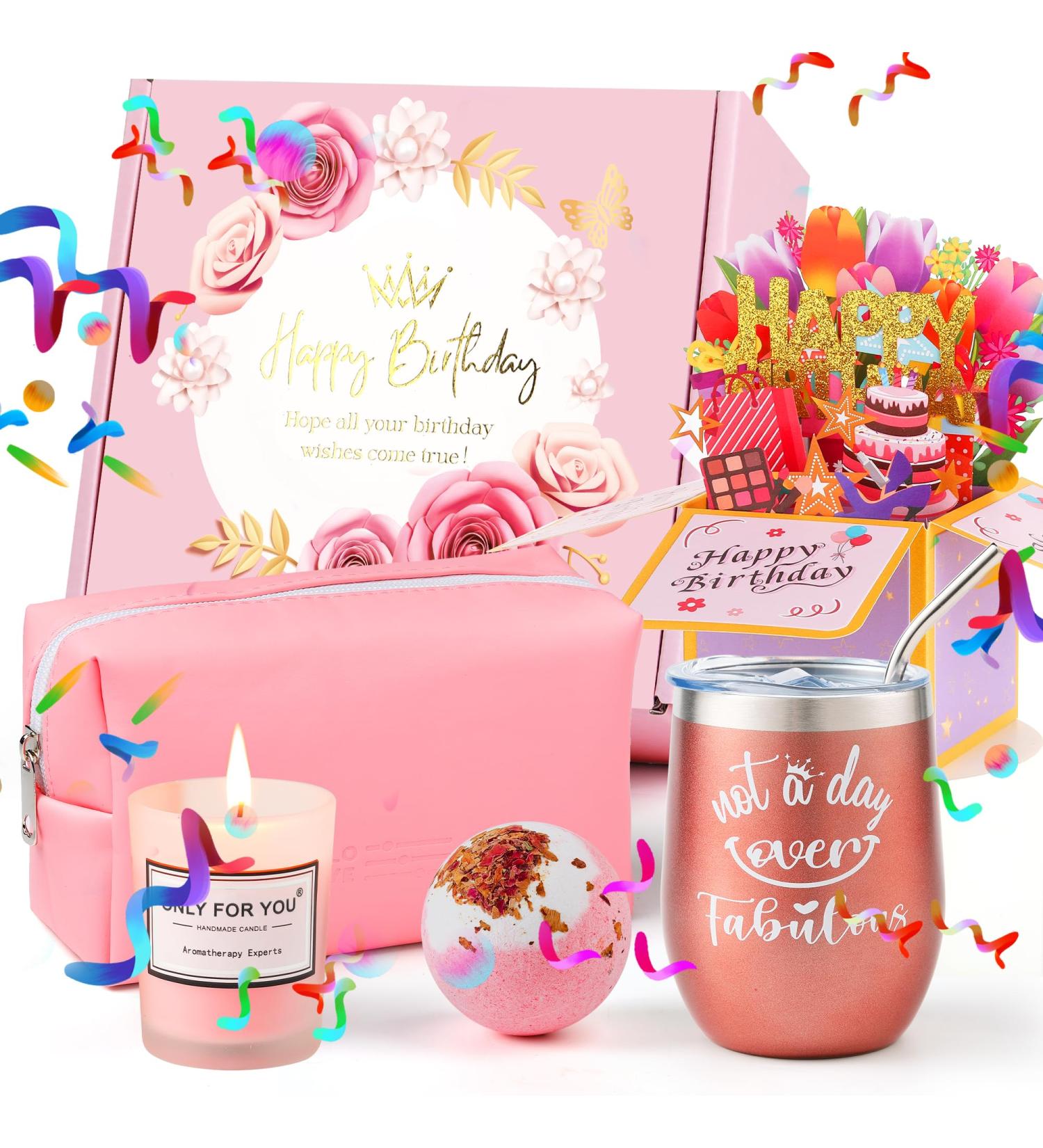 Yolidas Personalised Birthday Hampers for Women - Unique Gifts for Mom, Sister, Wife, Girlfriend, Daughter - Pink - Buy Online on GoSupps.com