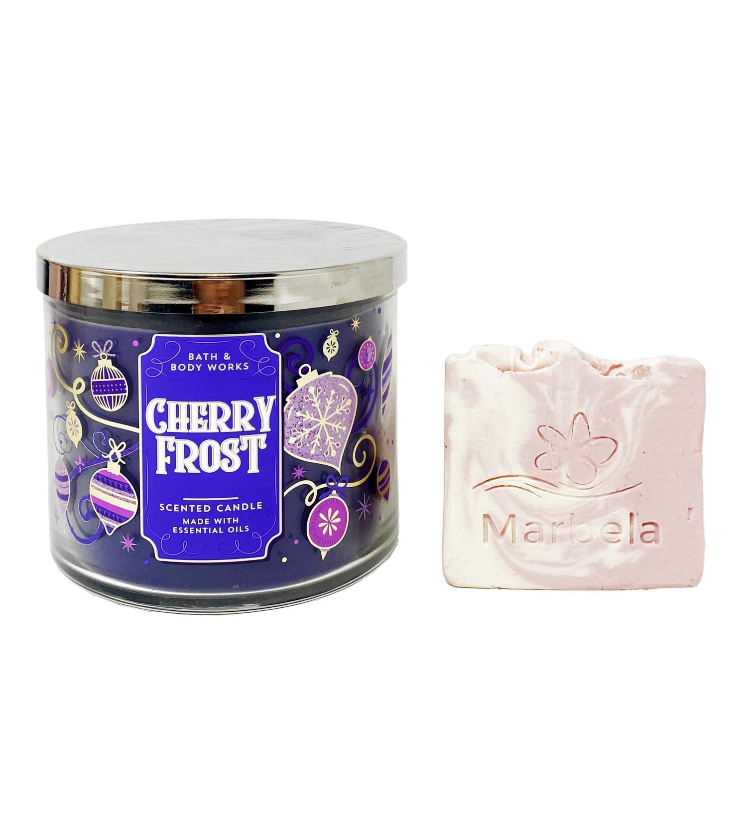 Bath & Body Works Cherry Frost 3 Wick Scented Candle | Himalayan Salt Springs Sample Soap - Shop Internationally - Buy Online on GoSupps.com