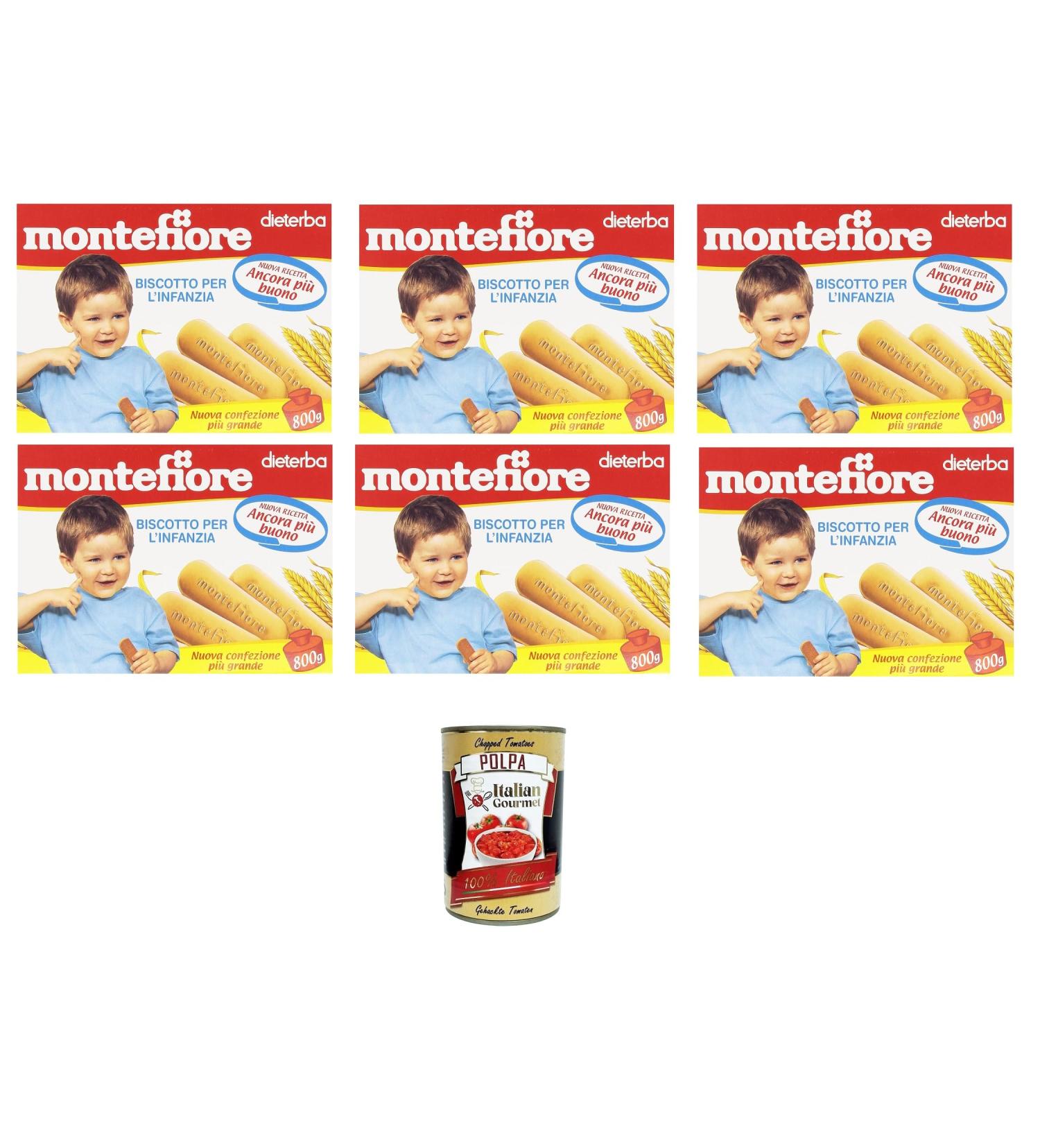 Montefiore Il Biscotto per Infanzia Pack of 6 Children's Biscuits 6 x 800 g + Italian Gourmet Polpa 400 g - Buy Online on GoSupps.com