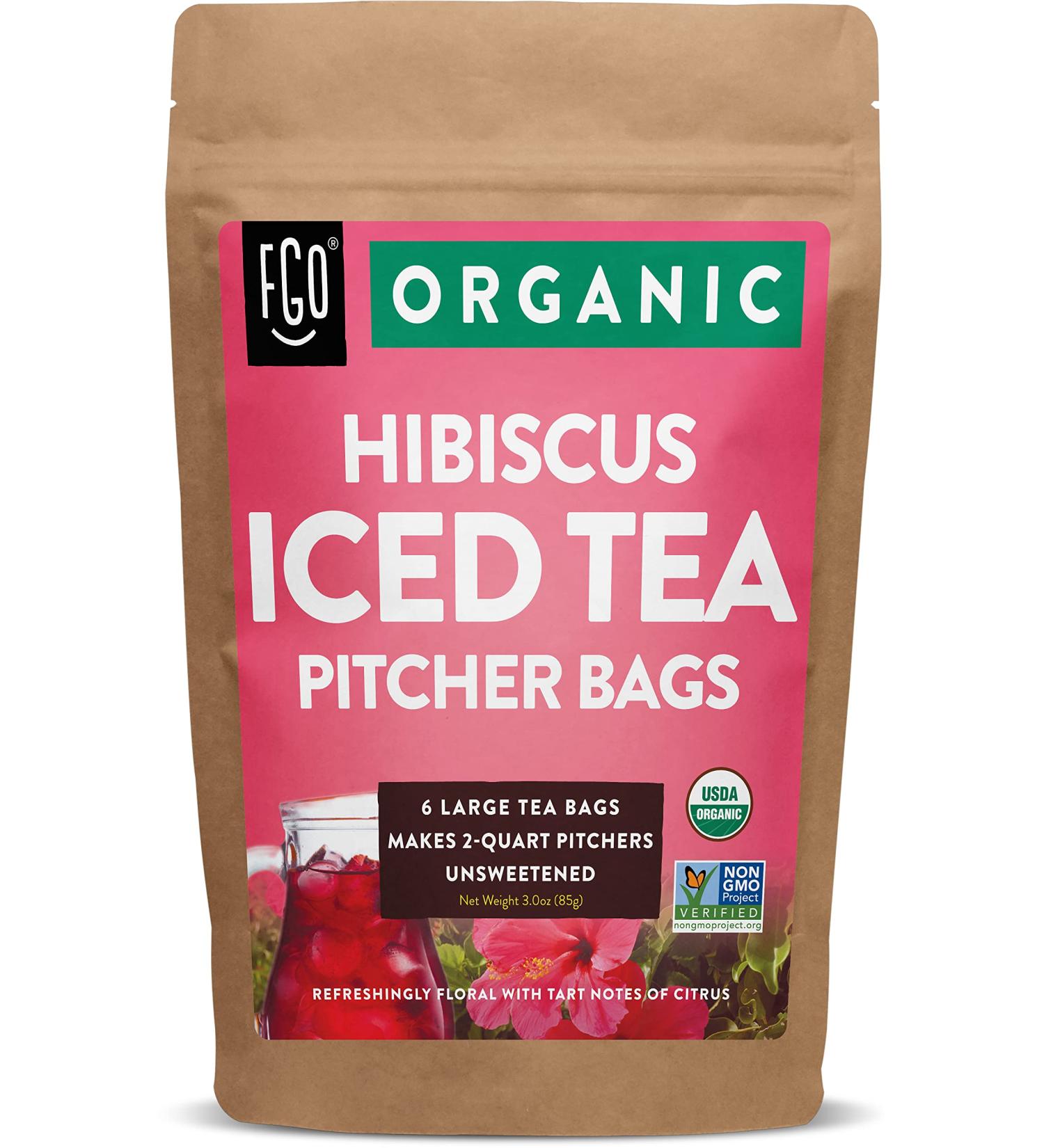 Organic Hibiscus Iced Tea Bags - 6 Pitcher Bags - Eco-Conscious Kraft Bag | FGO - Buy Online on GoSupps.com