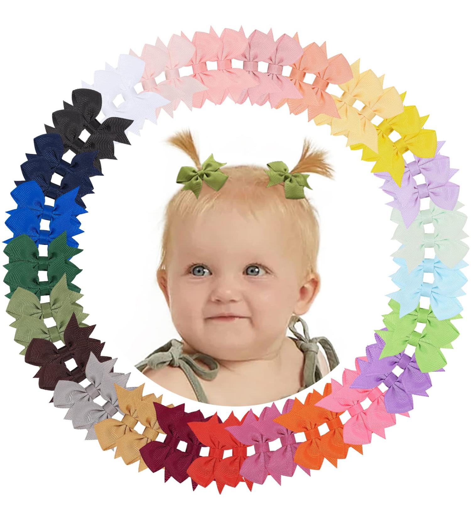 50pcs Grosgrain Hair Clips for Baby Girls - Solid Color Ribbon Mini Loops for Toddlers & Children - Perfect for Newborns & Teens - A50 Set - Buy Online on GoSupps.com