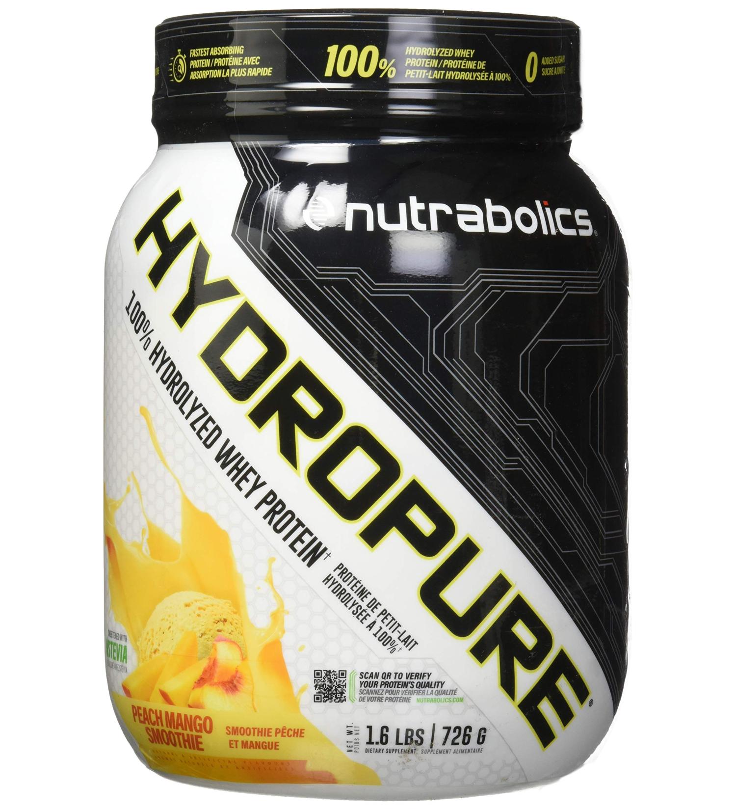 Nutrabolics Hydropure 100% Hydrolyzed Whey Protein Powder Peach Mango Smoothie 1.6 Pounds Peach Mango Smoothie 1.6 lbs - Buy Online on GoSupps.com