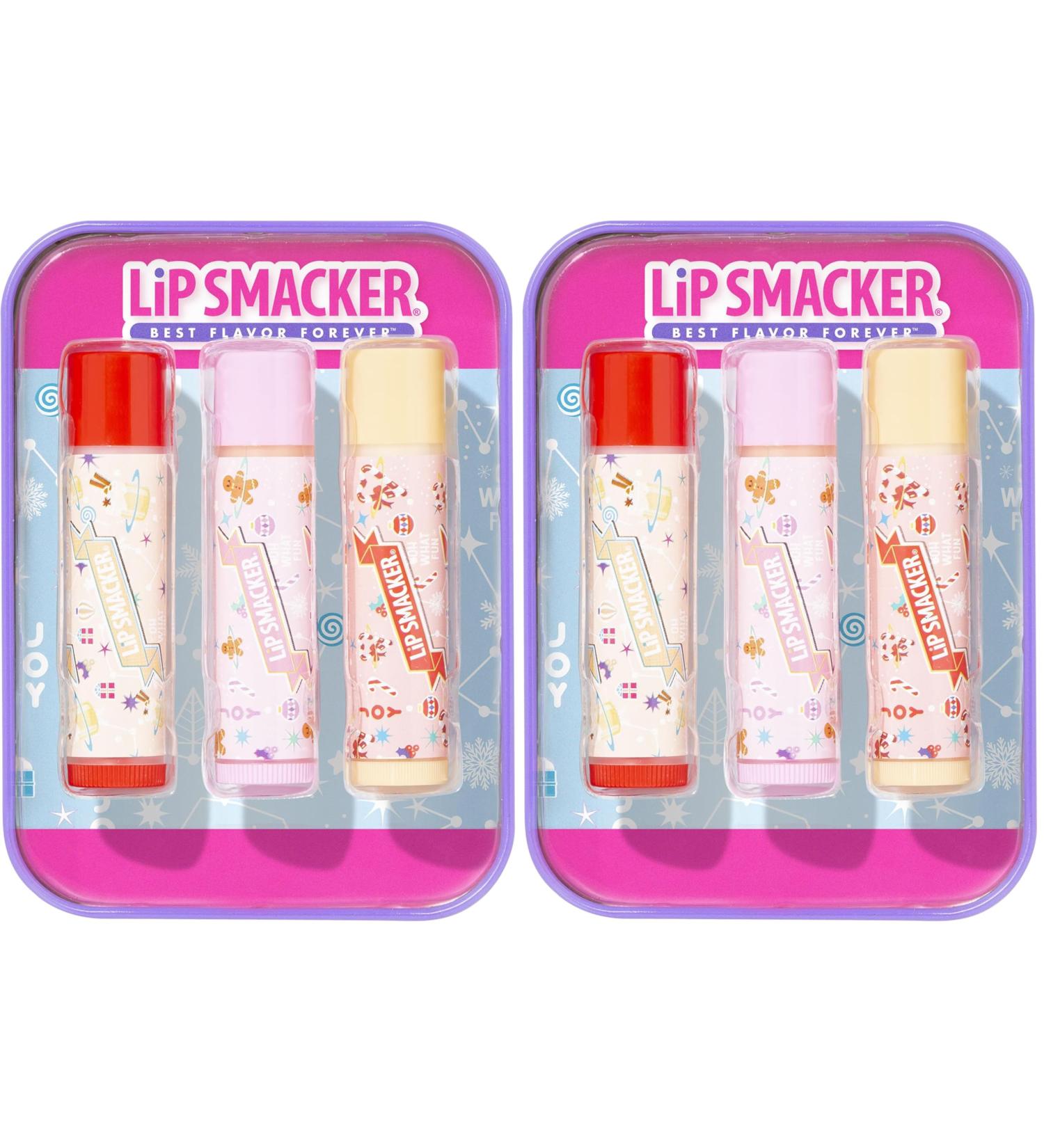 Lip Smacker Holiday Christmas 3 pcs Flavored Lip Balm Tin Original & Best (Pack of 2) - Buy Online on GoSupps.com