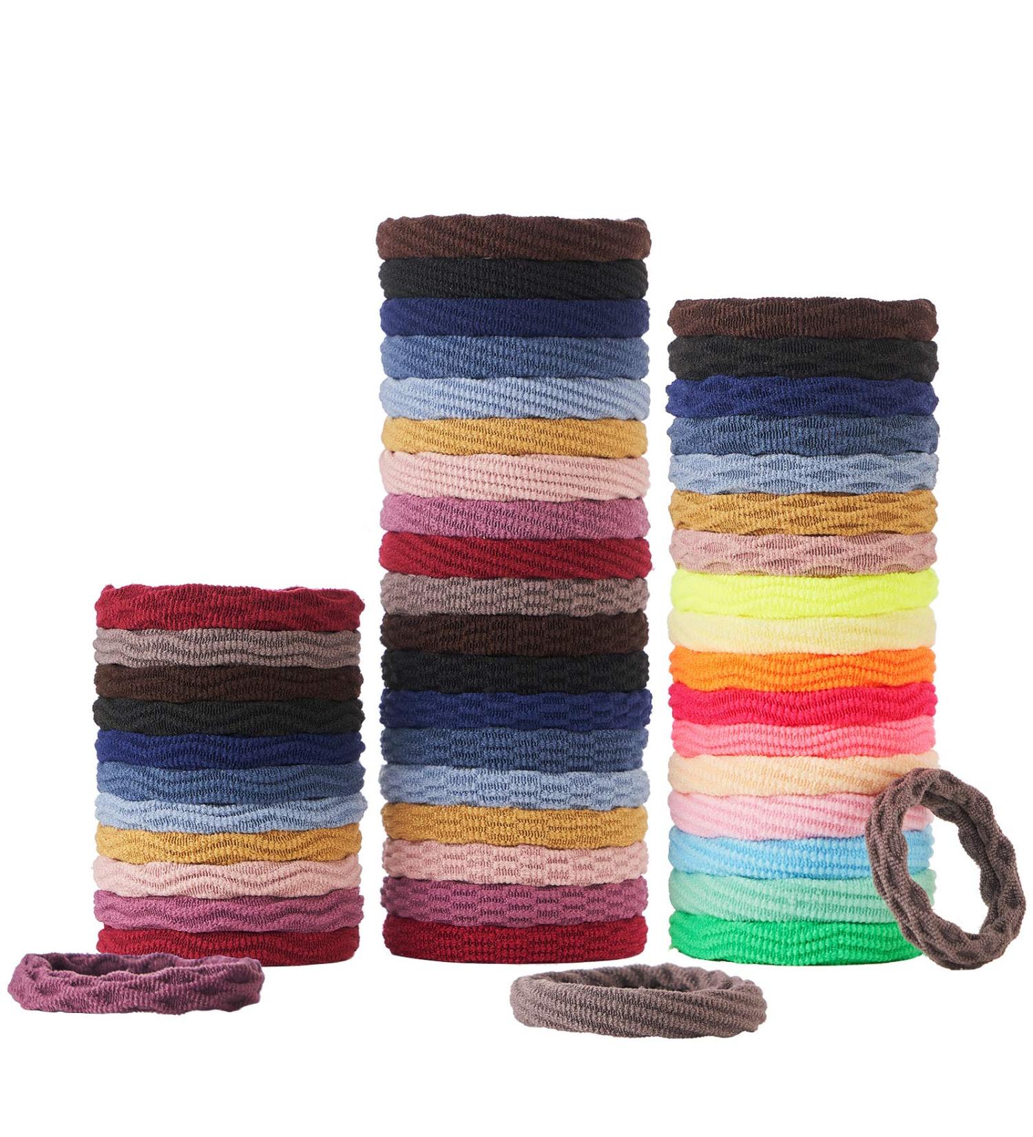 50PCS Seamless Cotton Elastic Hair Ties for Women - 4 Styles, 20 Colors - Buy Online on GoSupps.com