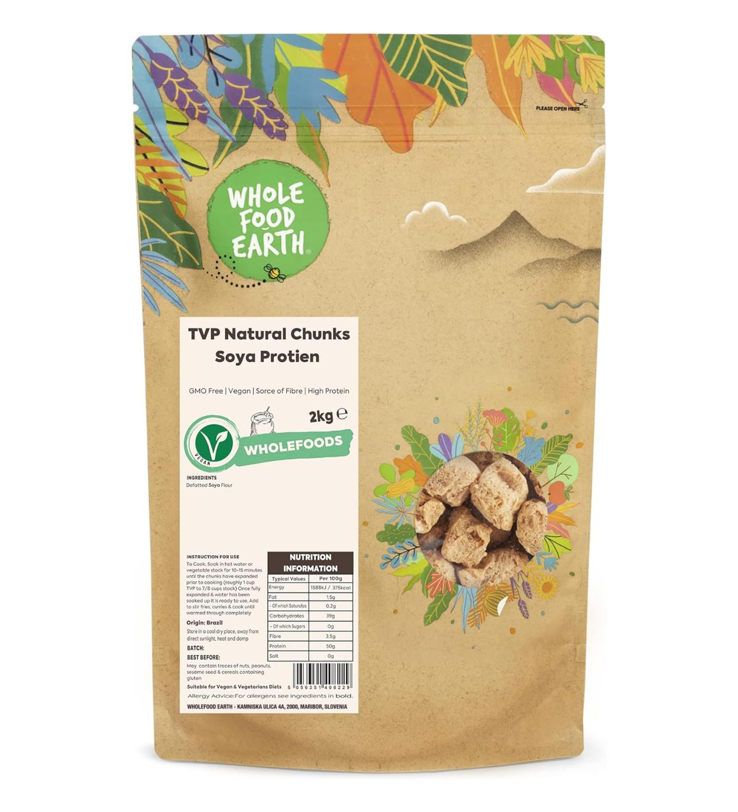 Wholefood Earth TVP Protien de soja naturel sans OGM - V g talien - Sans produits laitiers - Sans sucre ajout 2 kg 2 kg (Lot de 1) - Buy Online on GoSupps.com