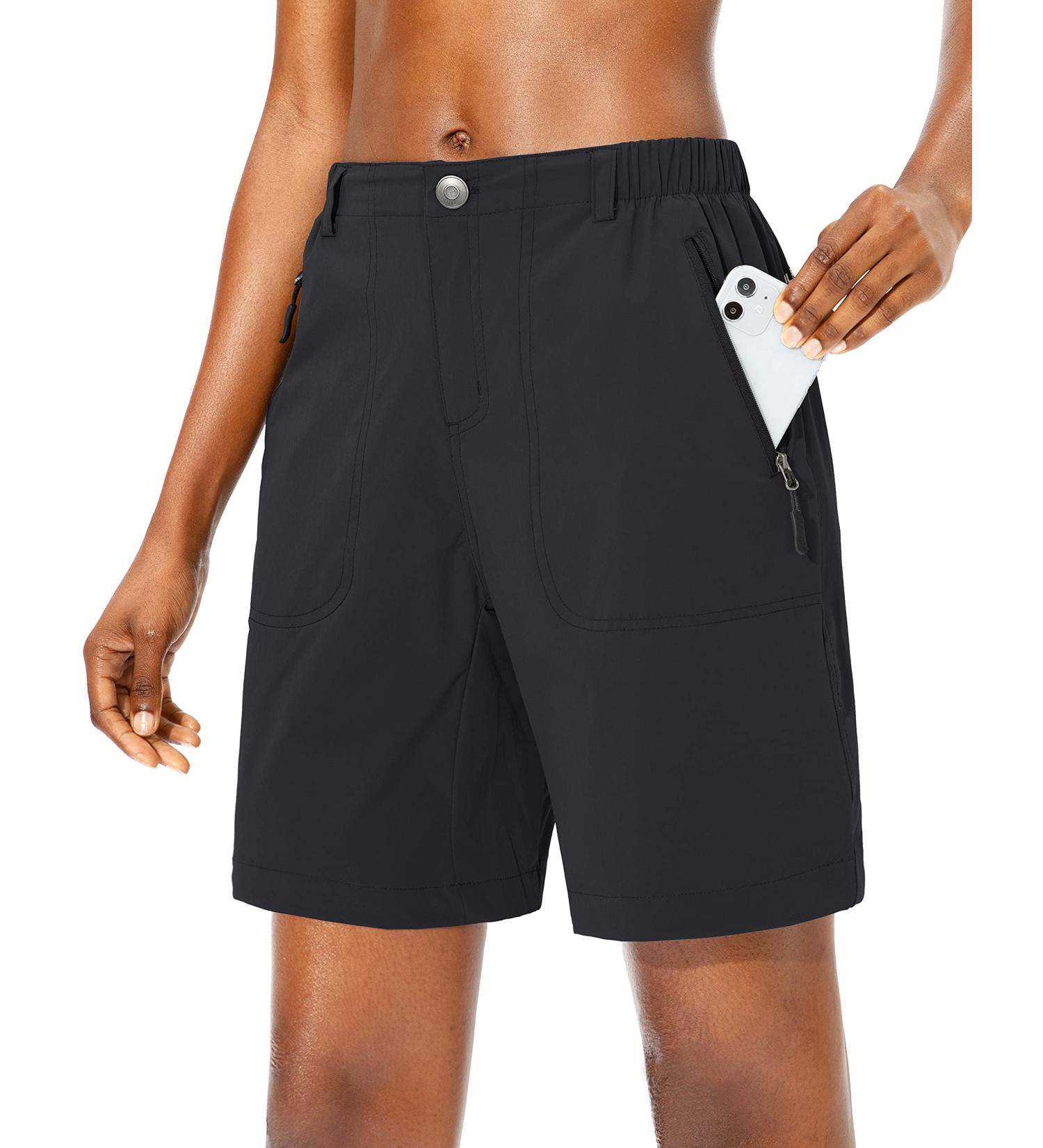 Pudolla Women's Quick Dry Hiking Cargo Shorts - Black, X-Large | Zipper Pockets for Outdoor Activities - Buy Online on GoSupps.com