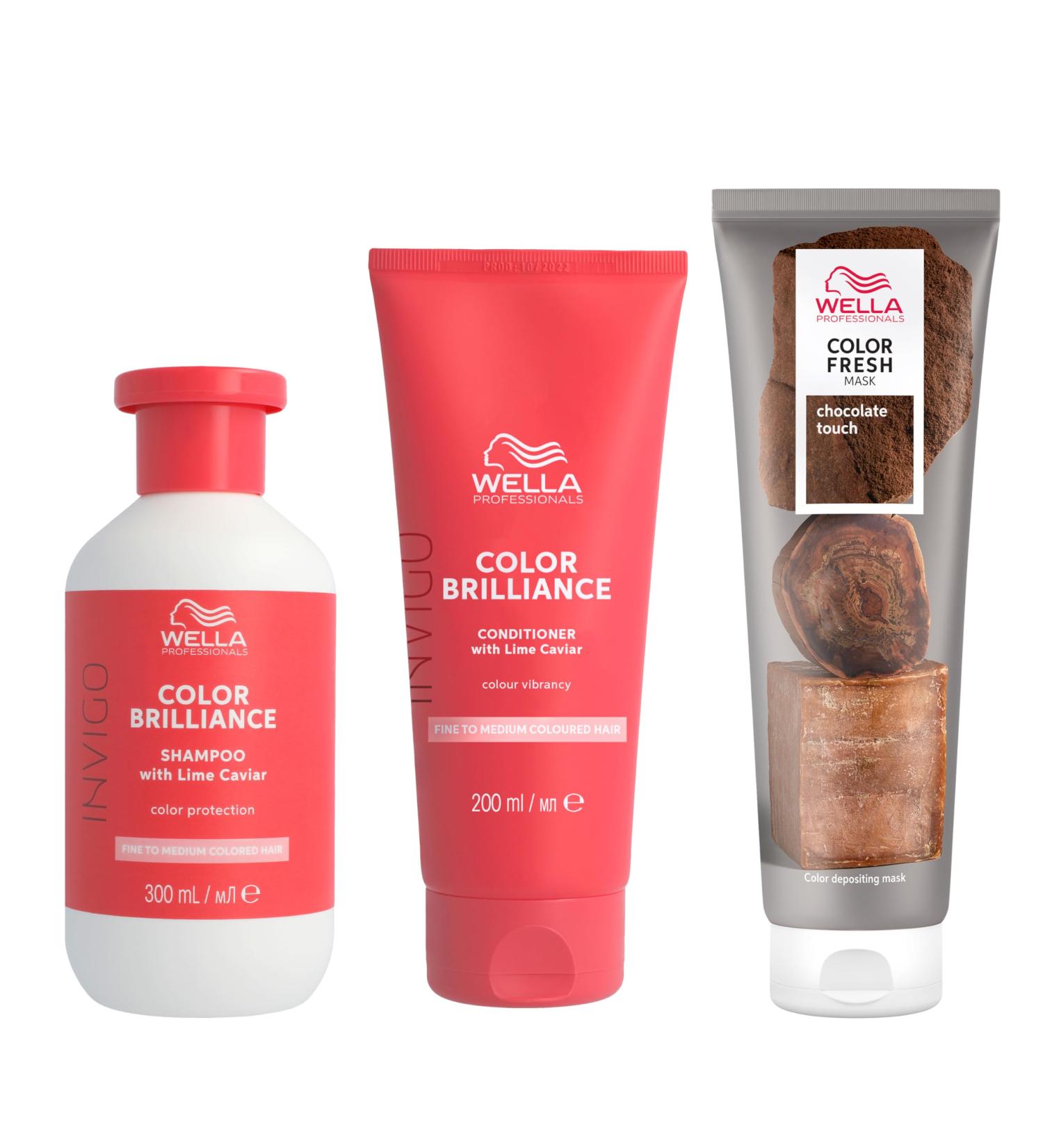Wella Professionals Color Fresh Mask Temporary Hair Colour Refresh Treatment Invigo Color Brilliance Colour Protection Duo Hair Dye 150ml & Shampoo 300ml & Conditioner 200ml Chocolate Touch - Buy Online on GoSupps.com