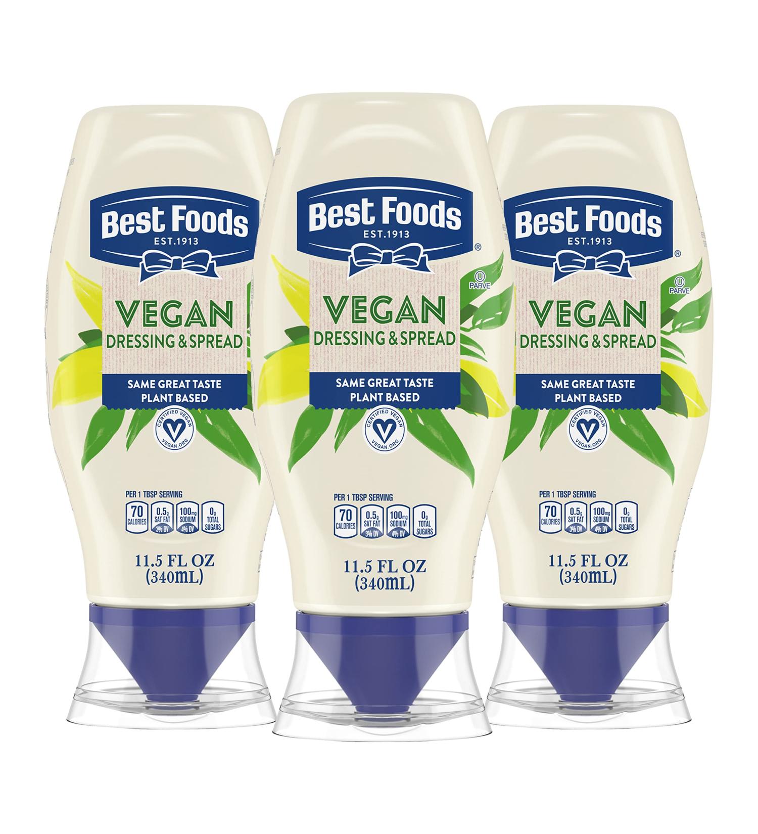 Best Foods Vegan Dressing and Spread 11.5 oz Pack of 3 - Rich & Creamy Plant-Based Mayo Alternative, Same Great Taste, Egg-Free - Buy Online on GoSupps.com