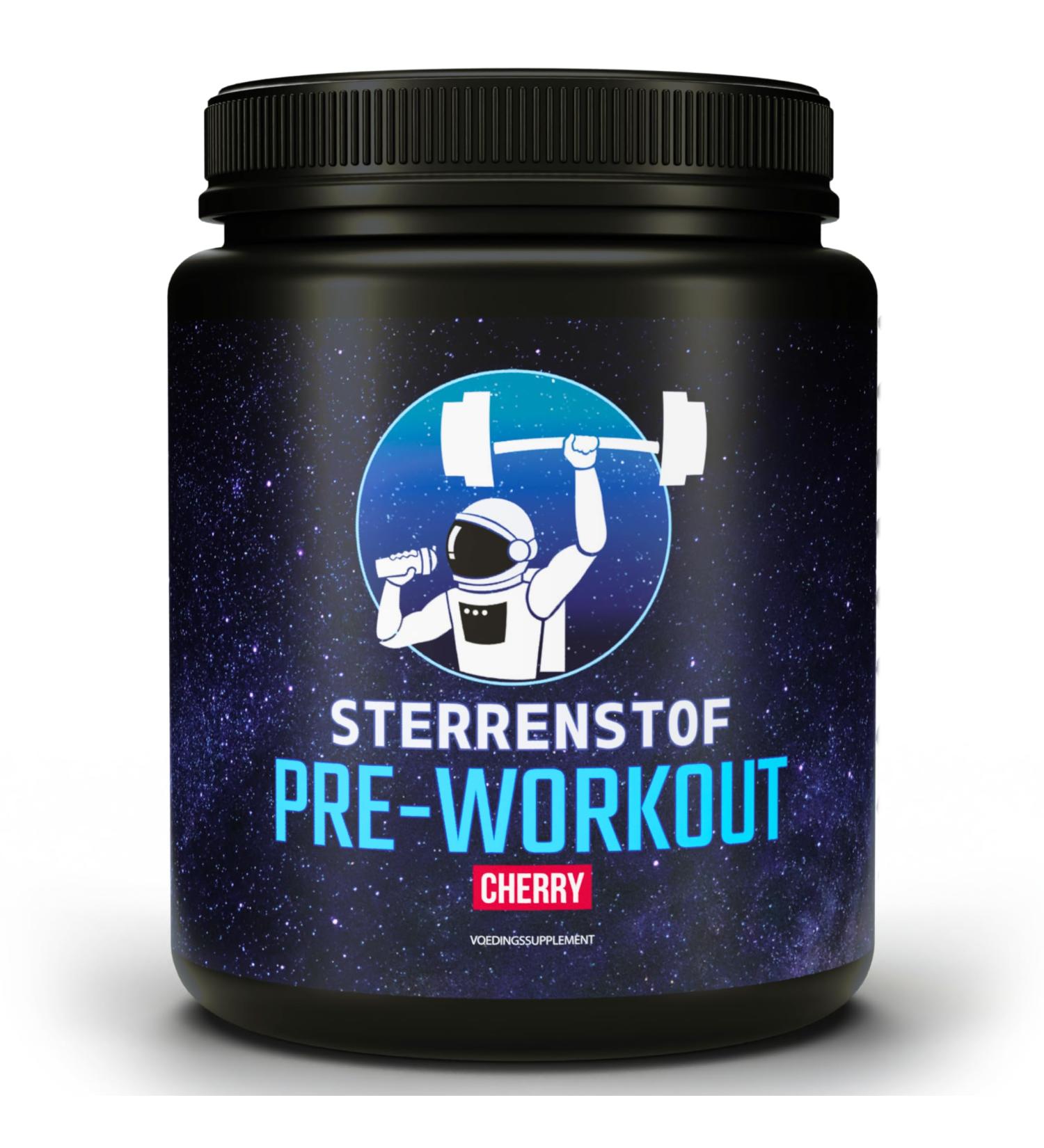 Sterrenstof Pre Workout Booster - Cherry Flavor | High-Dose Caffeine & Amino Acids | 30 Portions for Ultimate Energy Push - Buy Online on GoSupps.com