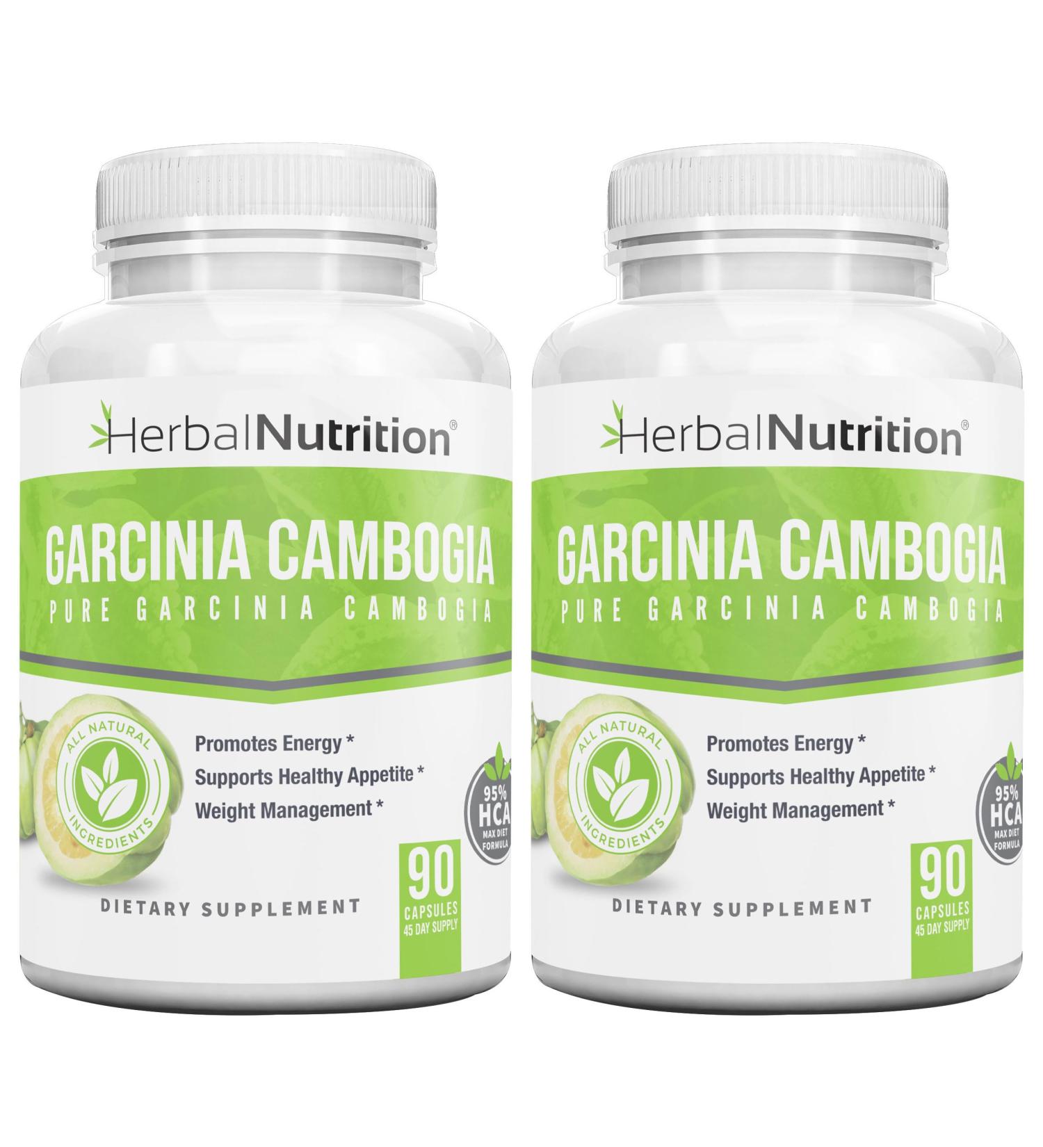 Herbal Nutrition Garcinia Cambogia for Weight Management and Kidney Stone Management, 2, 90 Count Bottles 180 Capsules 60% and 95% HCA Blend Dosing 700mg - 2400mg - Buy Online on GoSupps.com