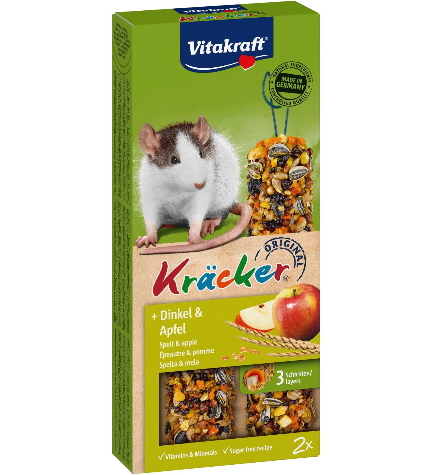 Vitastras Kr cker for Rats - Sugar & Grain Free Treats with Spelled Apple Vitamins & Minerals (2 Pieces) - Buy Online on GoSupps.com