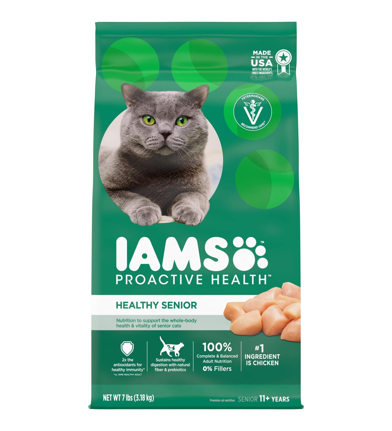 Iams Proactive Health Healthy Senior Dry Cat Food  Chicken Flavor Healthy Senior Chicken 7 Pound (Pack of 1) - Buy Online on GoSupps.com