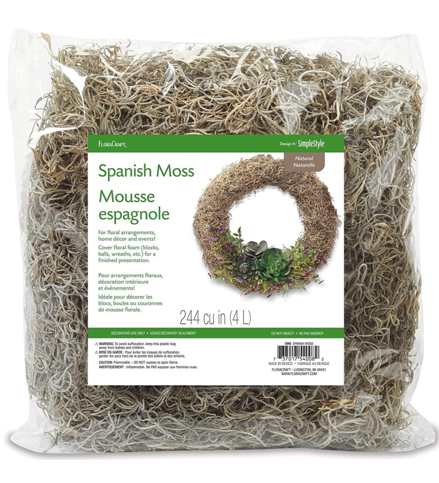FloraCraft Spanish Moss 8 Ounce (4L) Natural 8 Ounce (Pack of 1) SPANISH MOSS/EXCELSIOR Brown - Buy Online on GoSupps.com